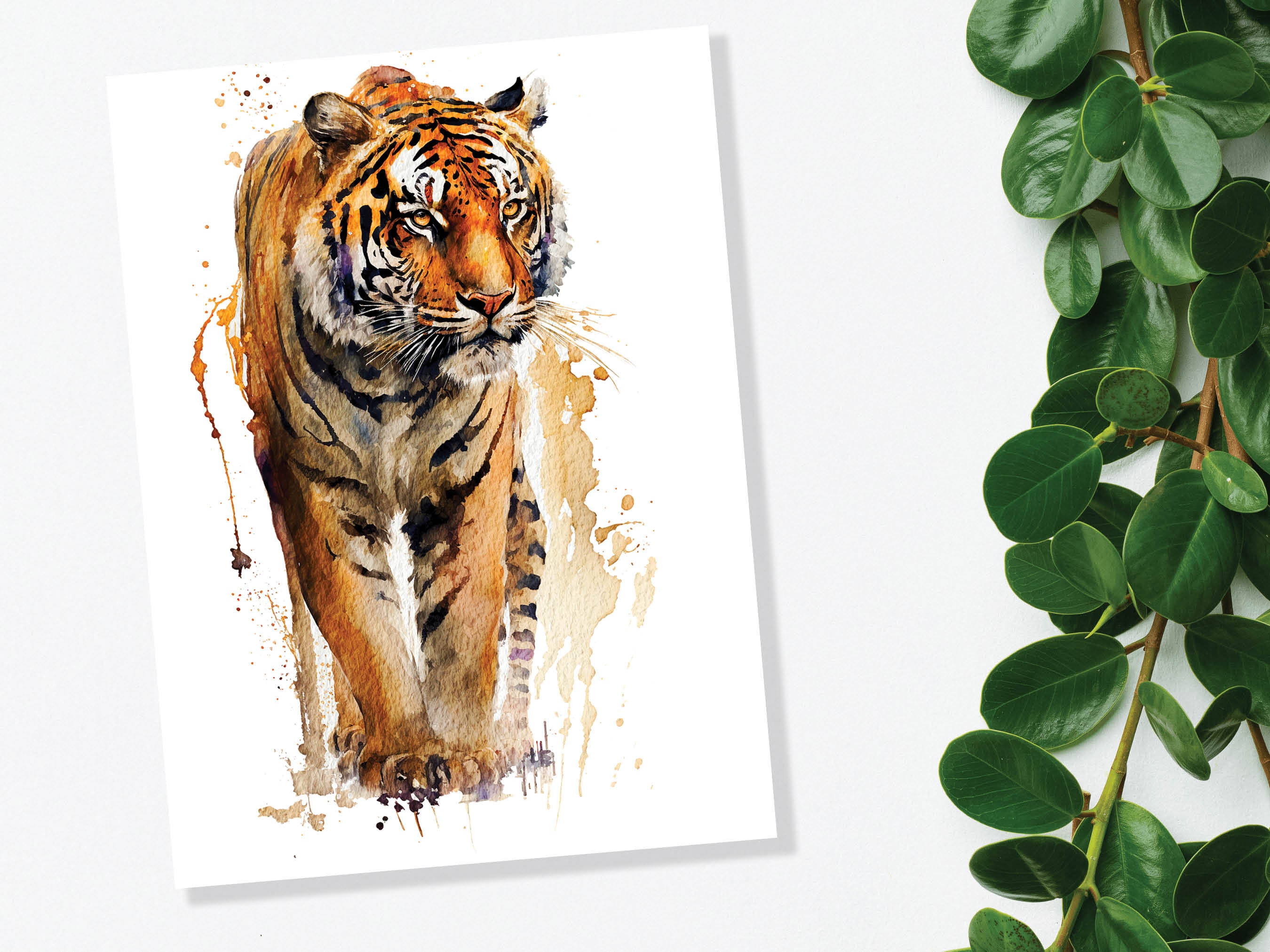 Tiger Birthday Card Big Cat Art Year Of The Tiger Wild Animal Thinking Of You Happy Birthday Watercolour Painting Greeting Cards Notelets - View 10