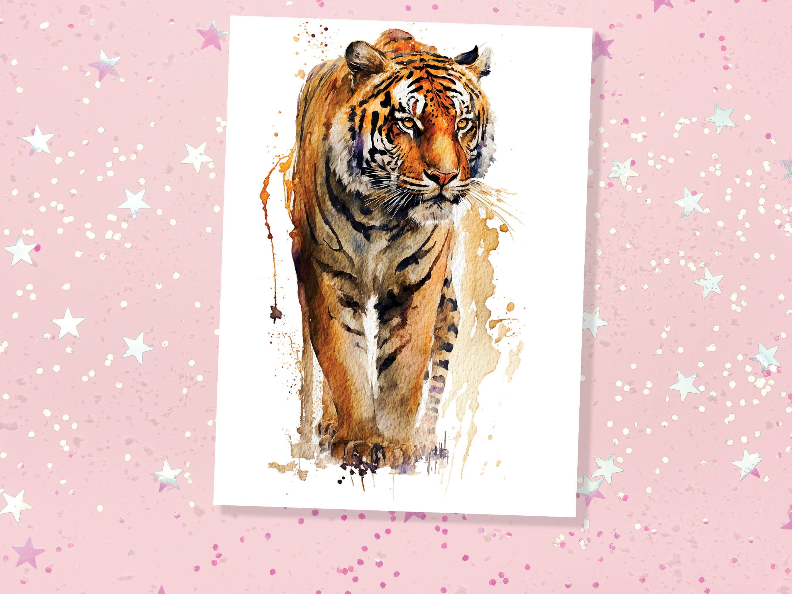 Tiger Birthday Card Big Cat Art Year Of The Tiger Wild Animal Thinking Of You Happy Birthday Watercolour Painting Greeting Cards Notelets - View 5