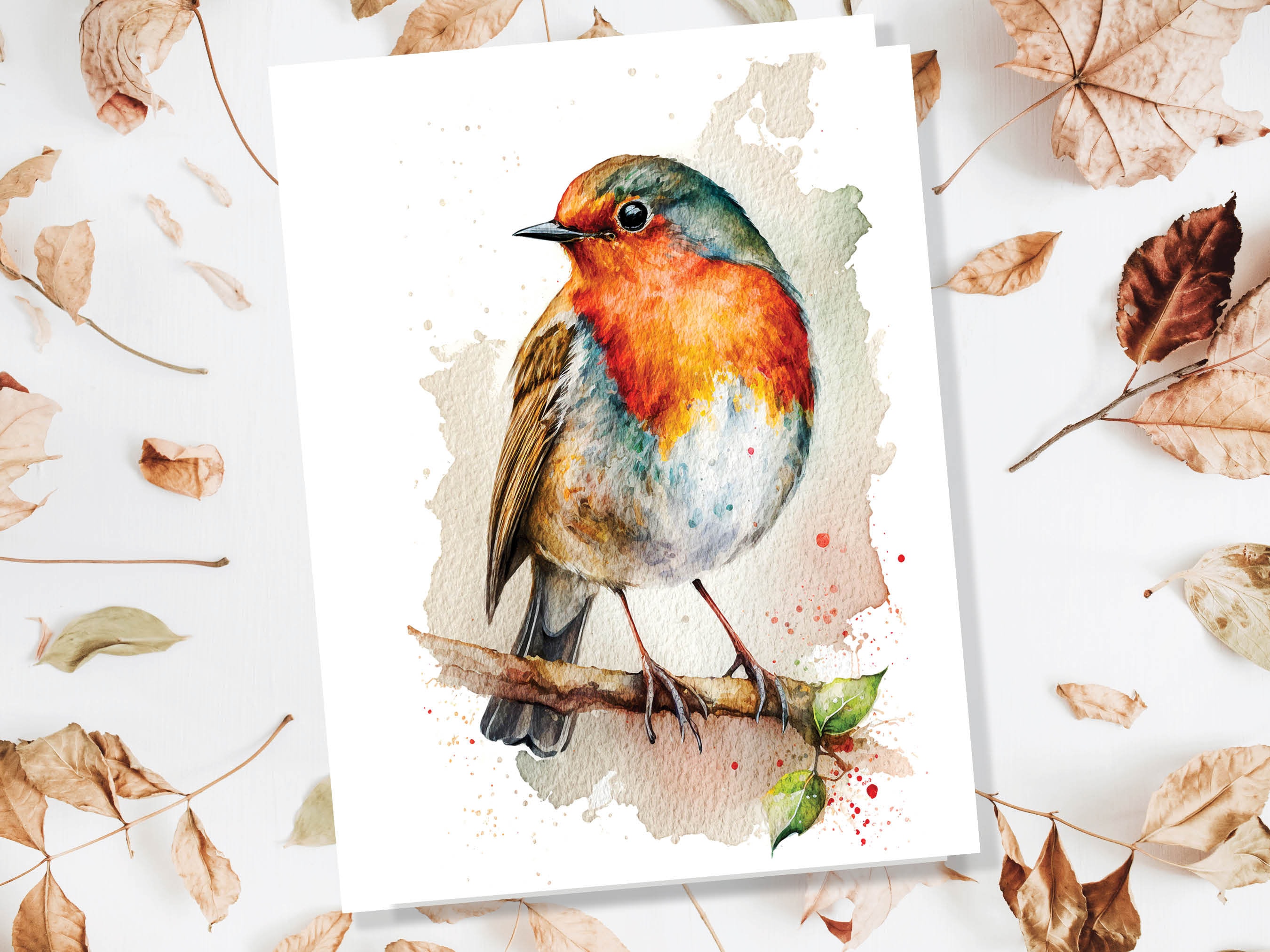 Robin Card Thinking of You British Wildlife Notelets Thanks Bird Sympathy Sorry for Your Loss Condolence Red Breast Loved Ones Are Near - View 8