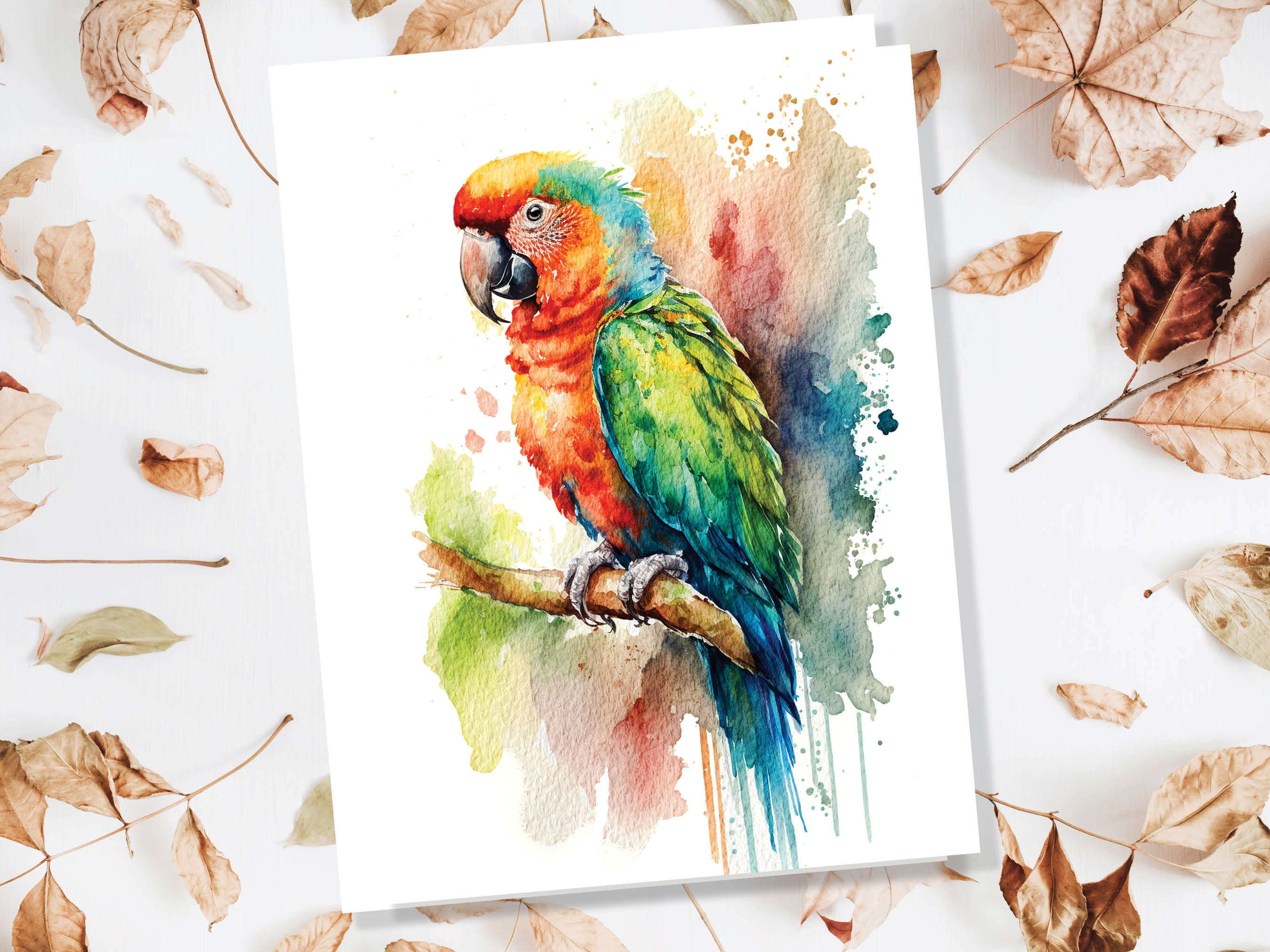 Tropical Parrot Card Colourful Watercolour Summer Exotic Macaw Bird Safe Travels New Adventure Leaving Good Luck Traveller Bon Voyage - View 7