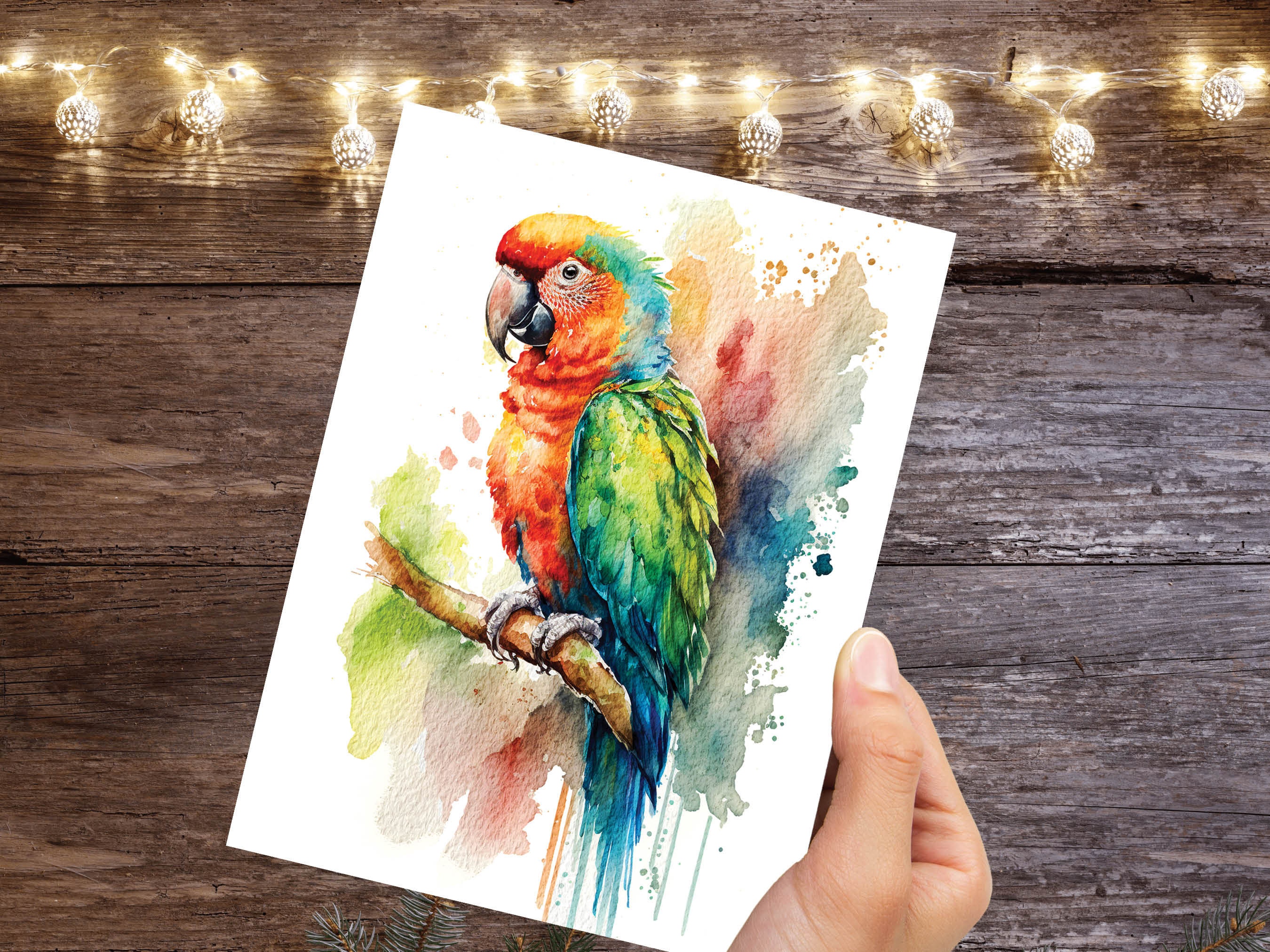 Tropical Parrot Card Colourful Watercolour Summer Exotic Macaw Bird Safe Travels New Adventure Leaving Good Luck Traveller Bon Voyage - View 9