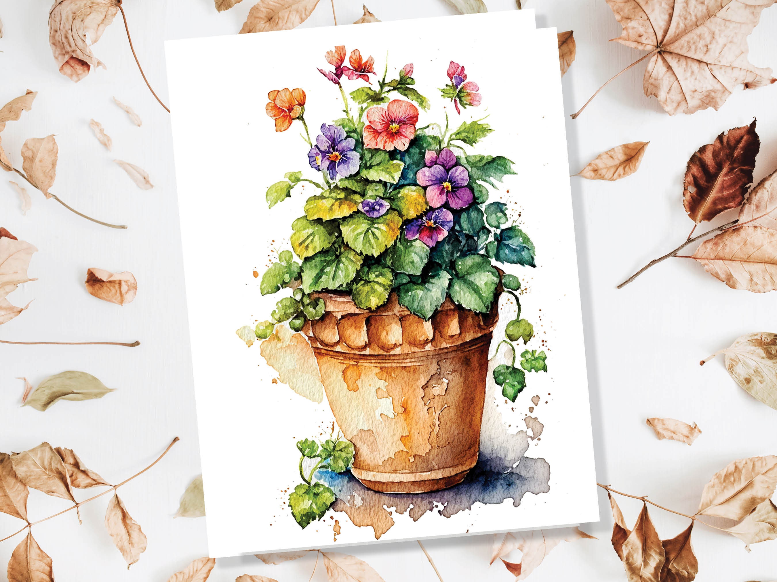 Houseplant Card Happy New Home Moving House Housewarming Flower Plant Pot Birthday Cards for Gardener Floral Botanical Garden Lover Greeting - View 5