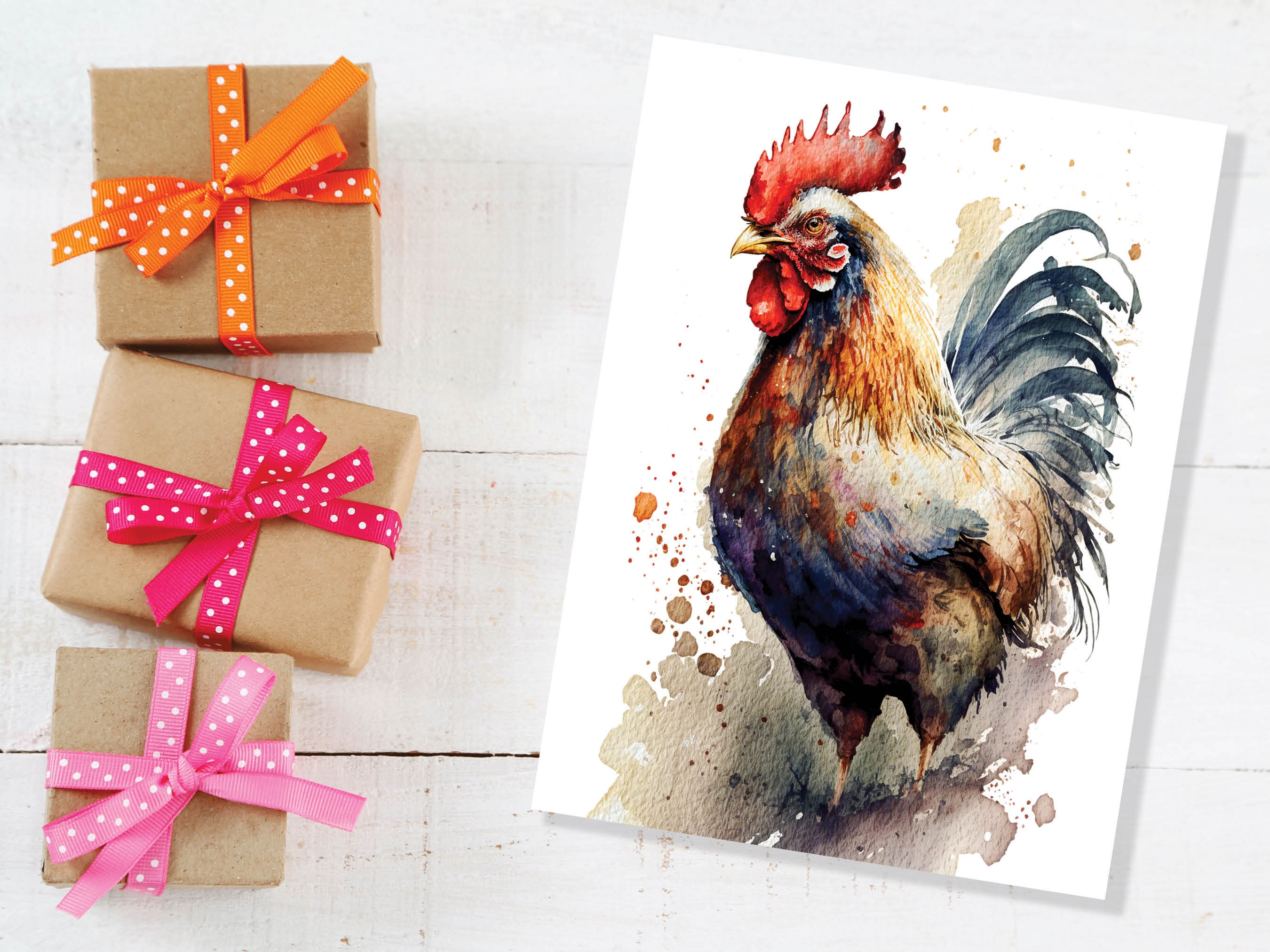 Rooster Birthday Card Chicken Cockerel Bird Lover Farming Thank You Farm Animal Far myard Farmer British Countryside Greeting Cards Notelets - View 4