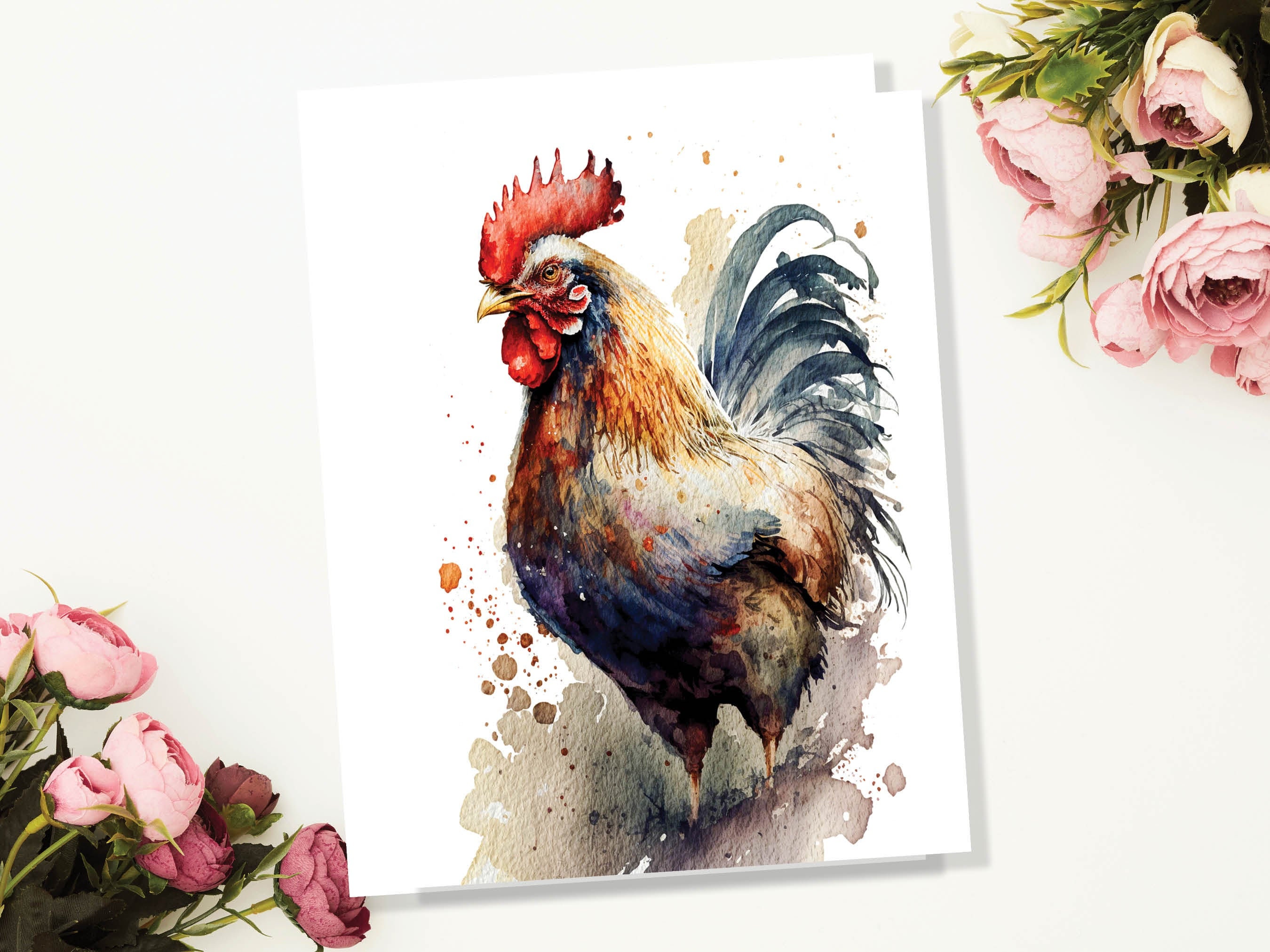 Rooster Birthday Card Chicken Cockerel Bird Lover Farming Thank You Farm Animal Far myard Farmer British Countryside Greeting Cards Notelets - View 5