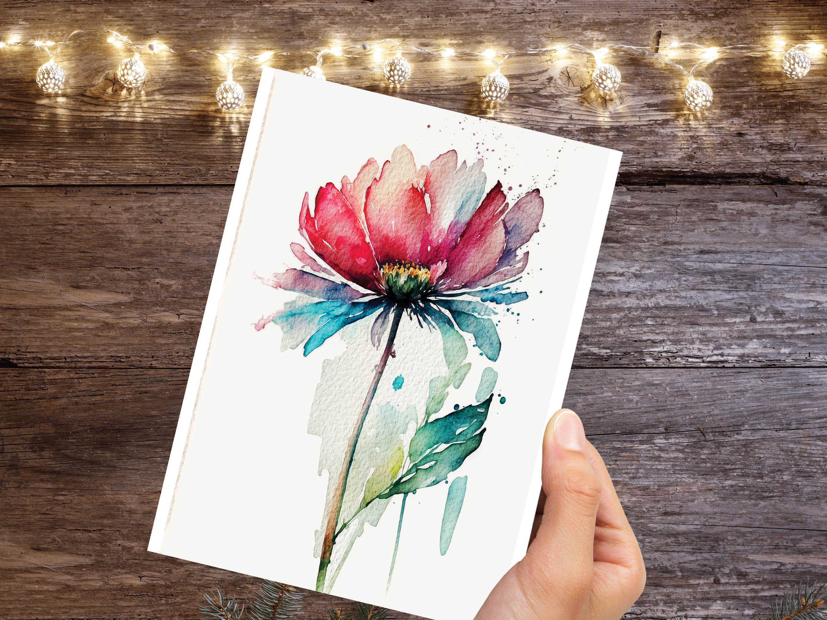 SImple Flower Card Loose Florals Birthday Botanical Note Cards Notelets Pink Abstract Any Occasion Blank Inside Minimalist Get Well Soon - View 6