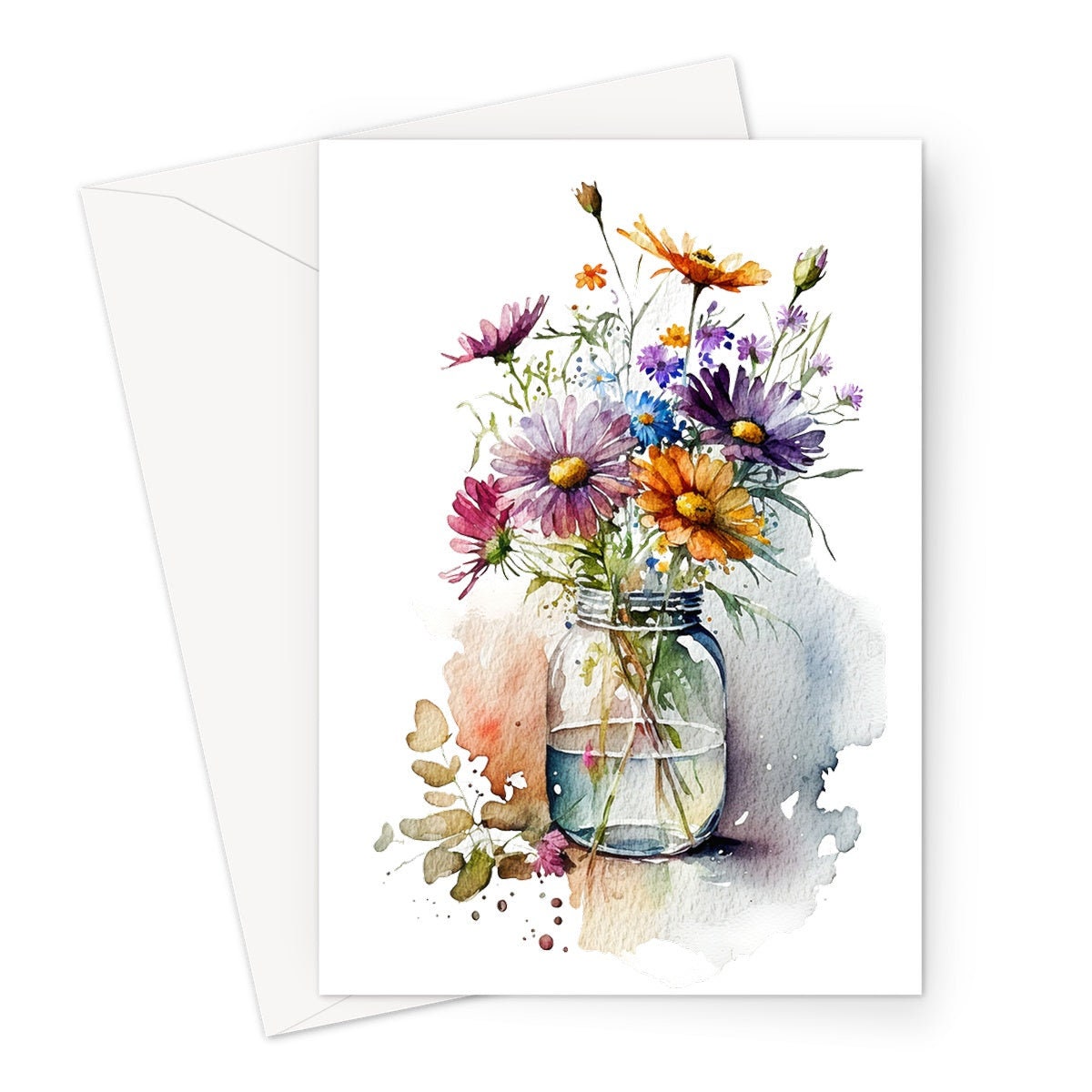 Floral Vase Painting Card Any Occasion Thank You Flowers Botanical Birthday Notes Cards Notelets Notecards Stationery Greeting Card Nature - View 2