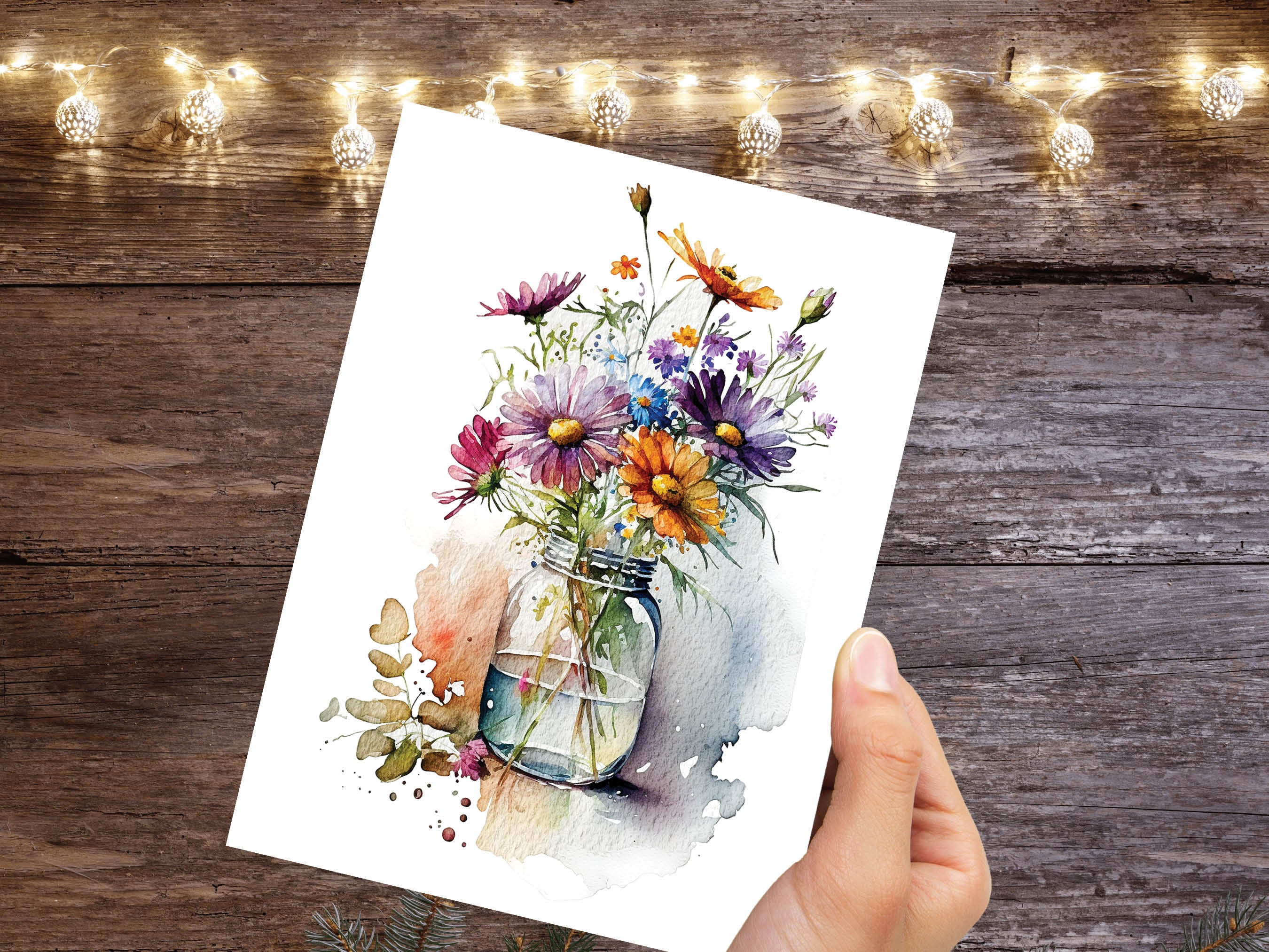 Floral Vase Painting Card Any Occasion Thank You Flowers Botanical Birthday Notes Cards Notelets Notecards Stationery Greeting Card Nature