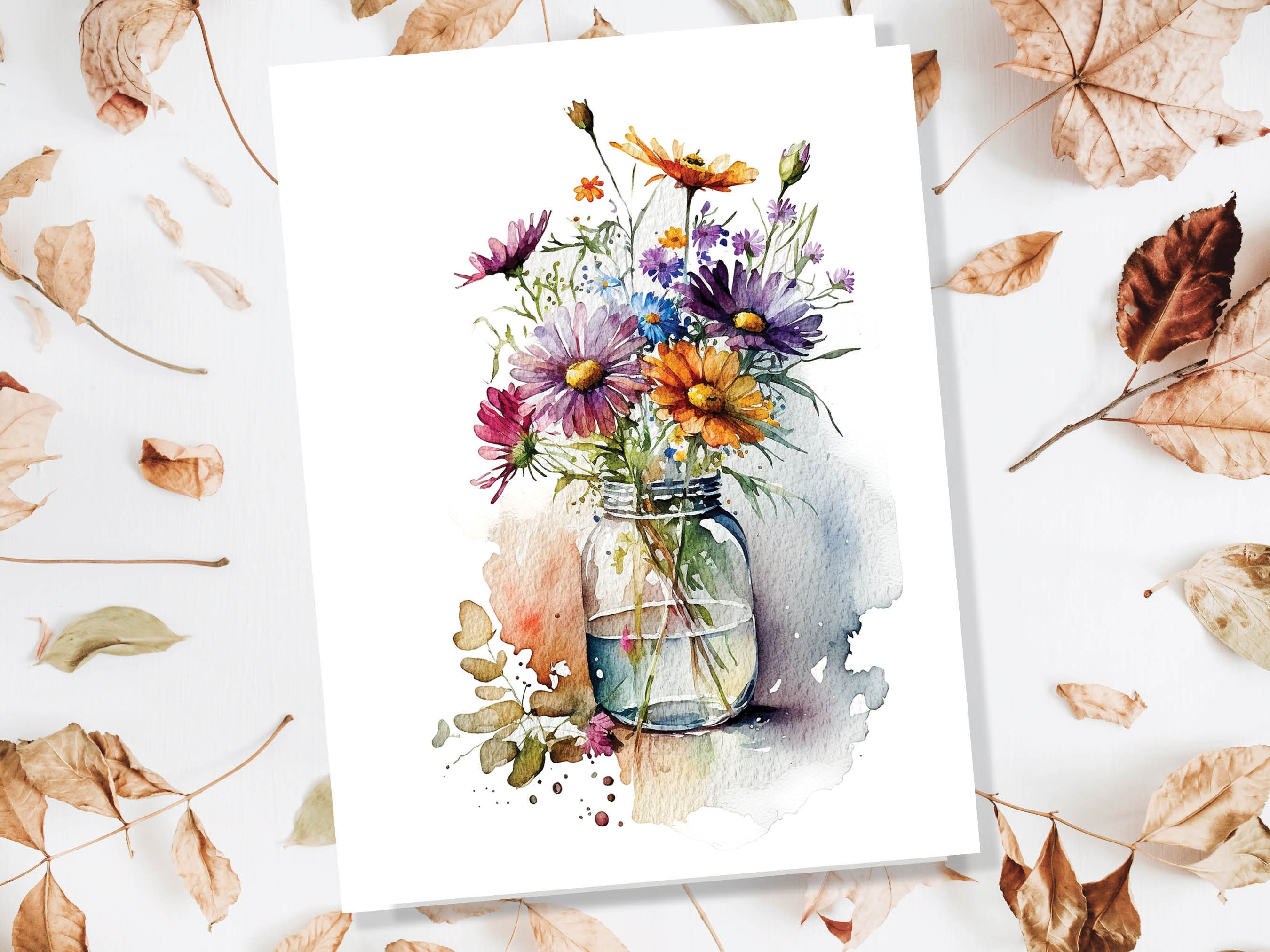 Floral Vase Painting Card Any Occasion Thank You Flowers Botanical Birthday Notes Cards Notelets Notecards Stationery Greeting Card Nature - View 6