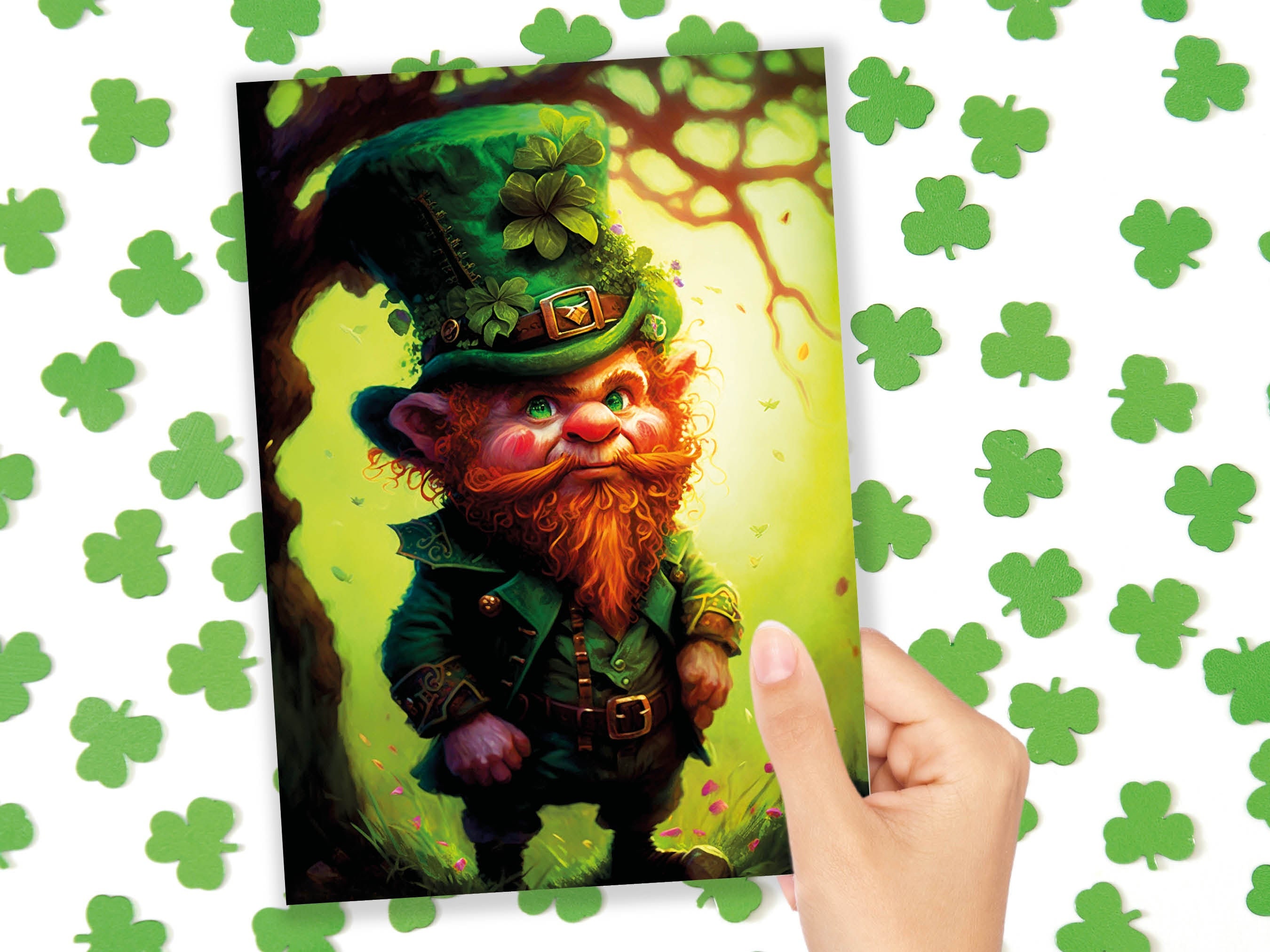 Whimsical Leprechaun Illustration Card Enchanted Ireland Good Luck Wishes Lucky Irish Ginger Gnome Greeting Cards Happy St Patricks Day Cute - View 10