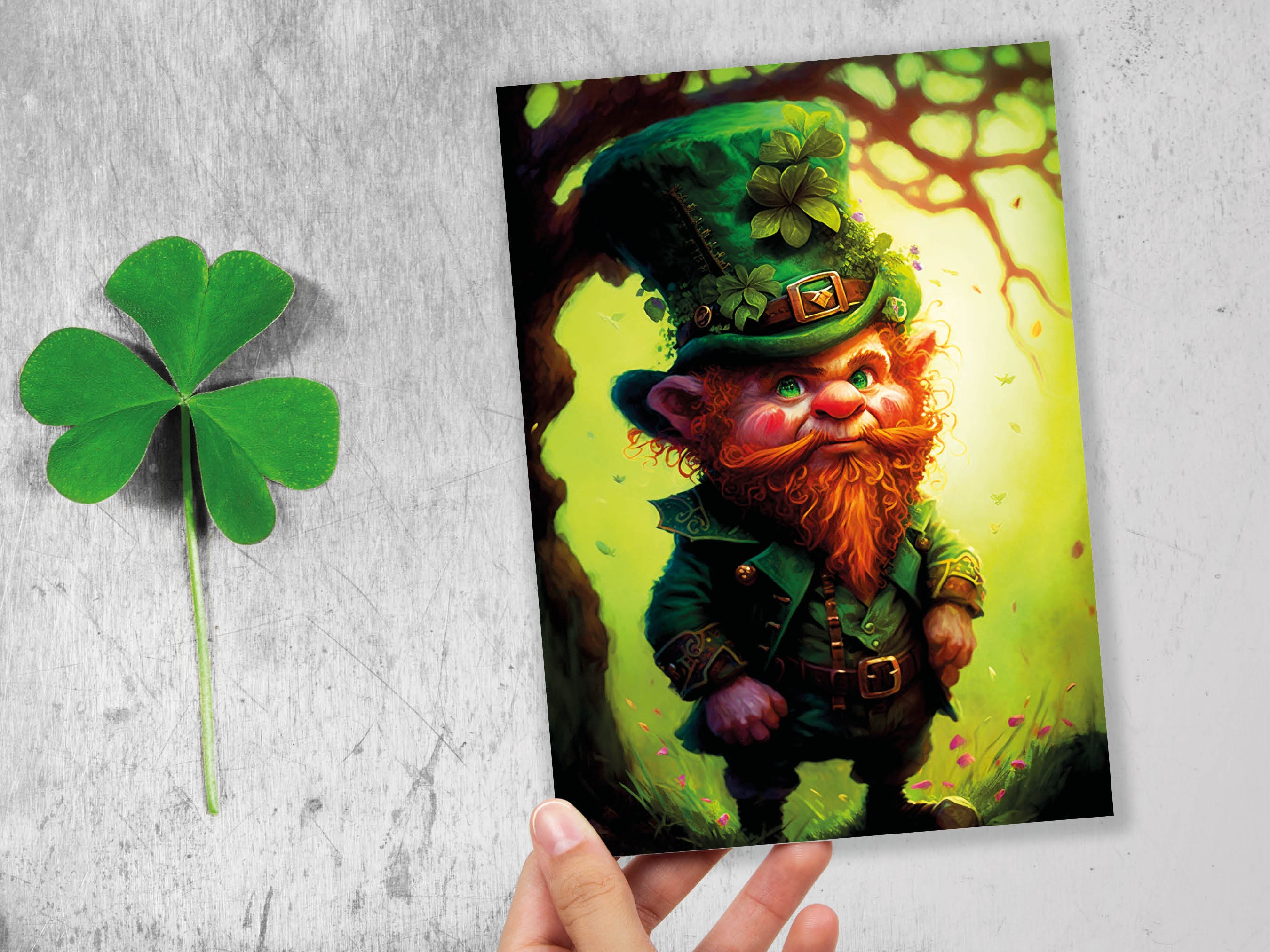 Whimsical Leprechaun Illustration Card Enchanted Ireland Good Luck Wishes Lucky Irish Ginger Gnome Greeting Cards Happy St Patricks Day Cute - View 5