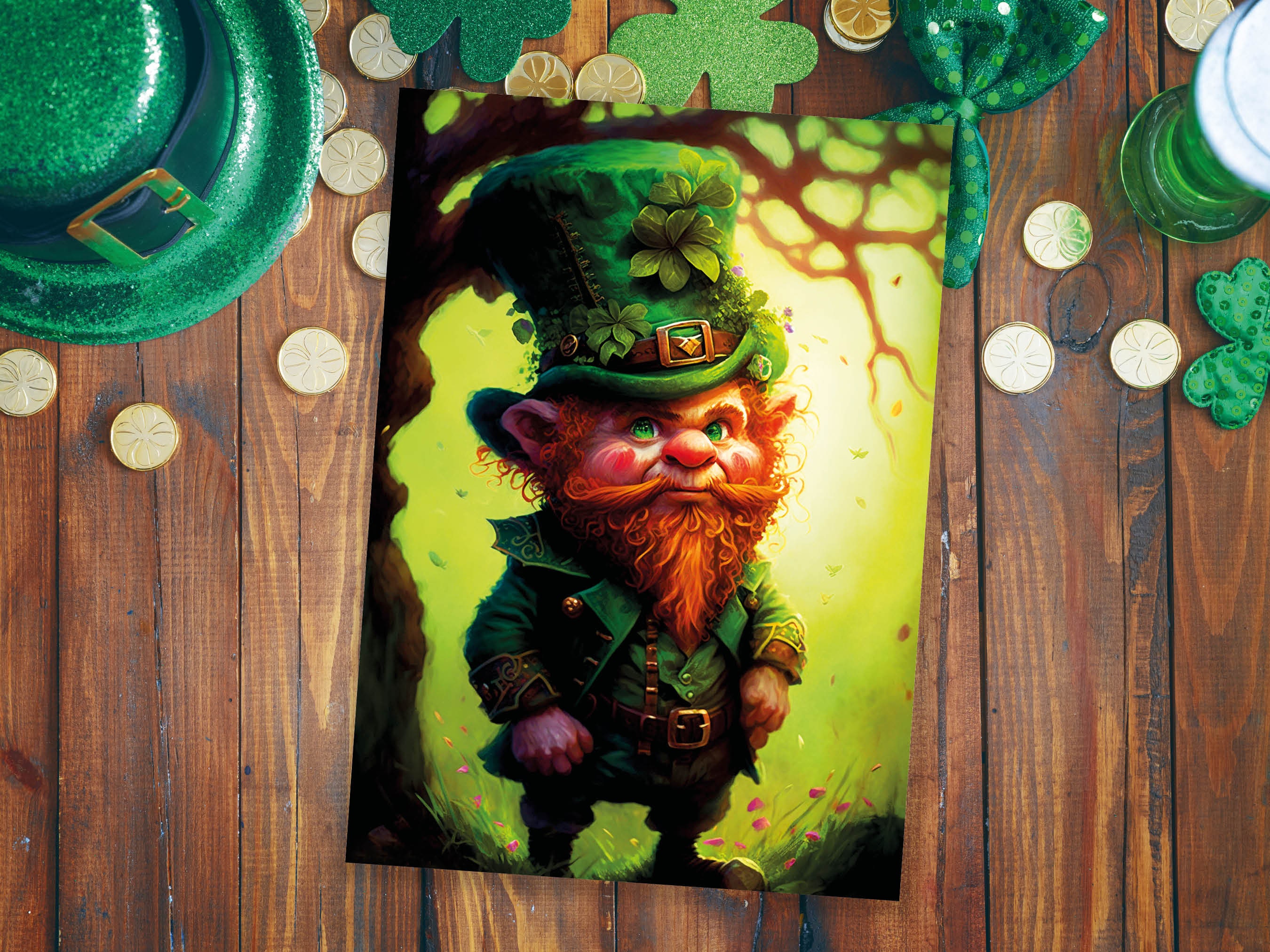 Whimsical Leprechaun Illustration Card Enchanted Ireland Good Luck Wishes Lucky Irish Ginger Gnome Greeting Cards Happy St Patricks Day Cute - View 7