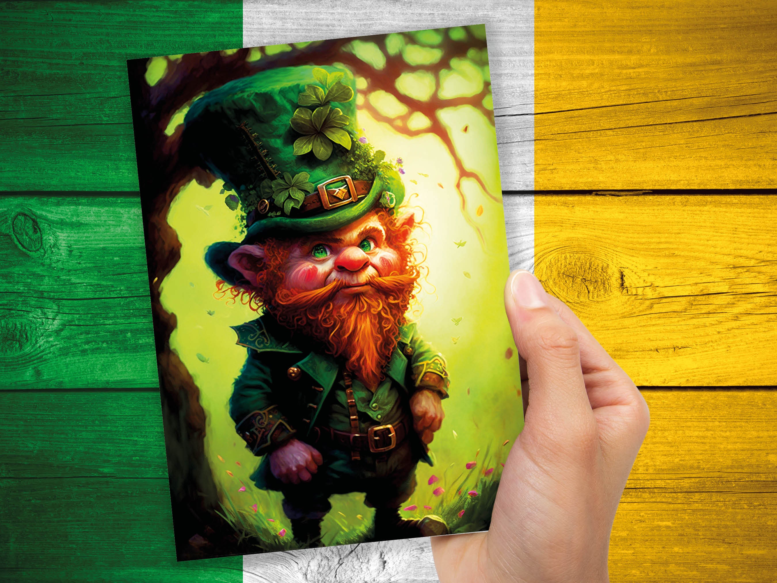 Whimsical Leprechaun Illustration Card Enchanted Ireland Good Luck Wishes Lucky Irish Ginger Gnome Greeting Cards Happy St Patricks Day Cute - View 9