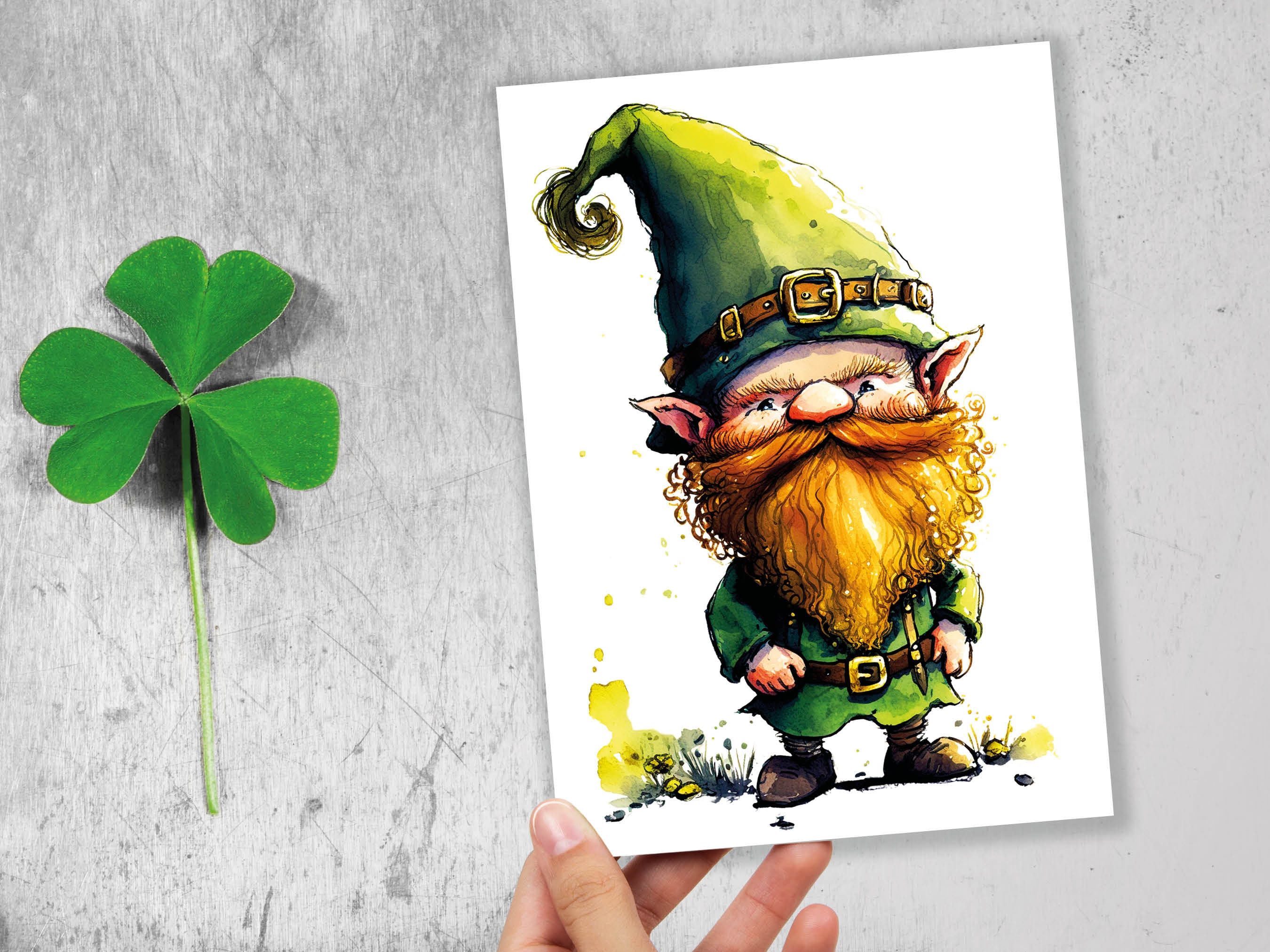 Lucky Leprechaun With Ginger Beard Whimsical Irish Greeting Cards Good Luck Irish Ireland Legends Myth Cheeky Gnome for Friends Family BFF