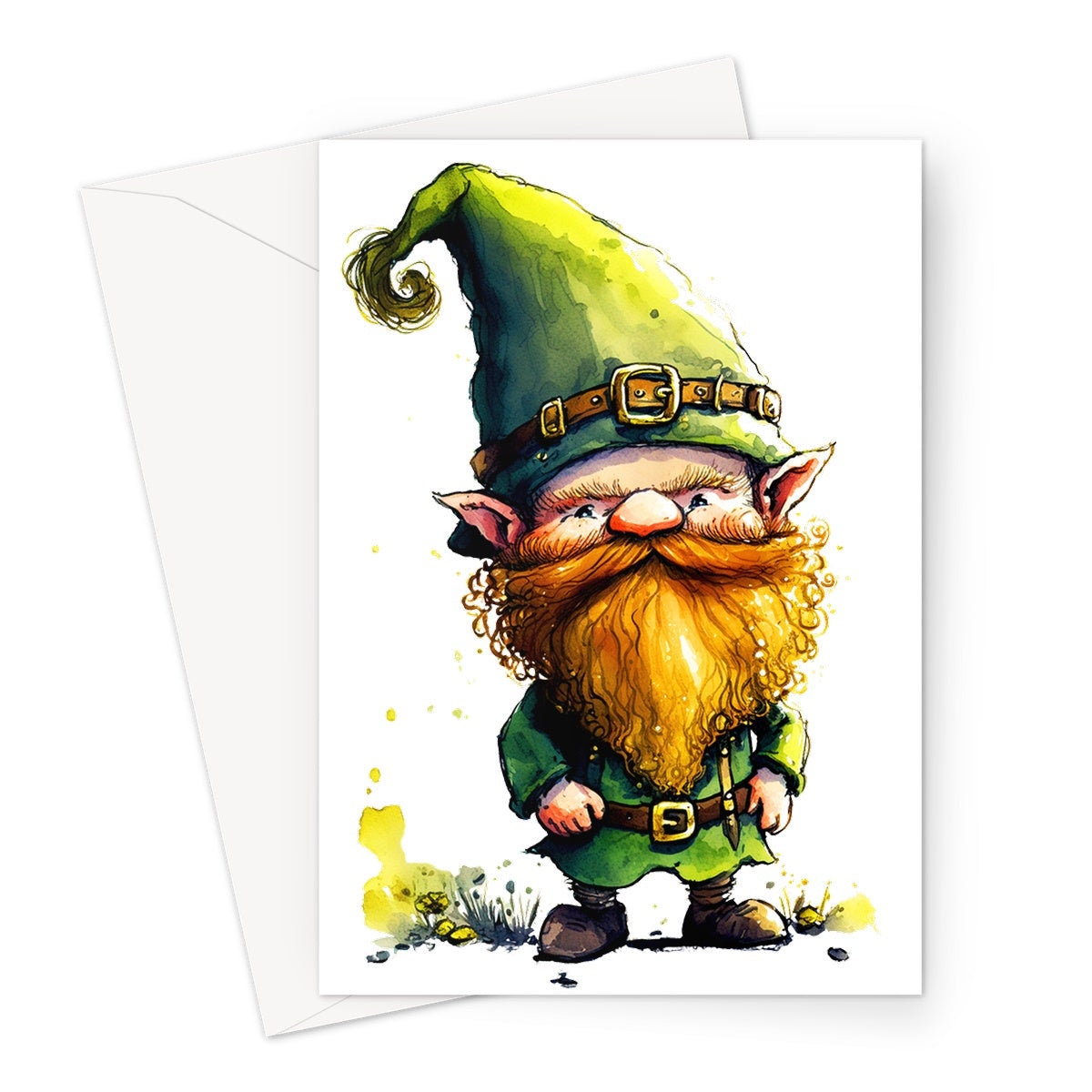 Lucky Leprechaun With Ginger Beard Whimsical Irish Greeting Cards Good Luck Irish Ireland Legends Myth Cheeky Gnome for Friends Family BFF - View 2