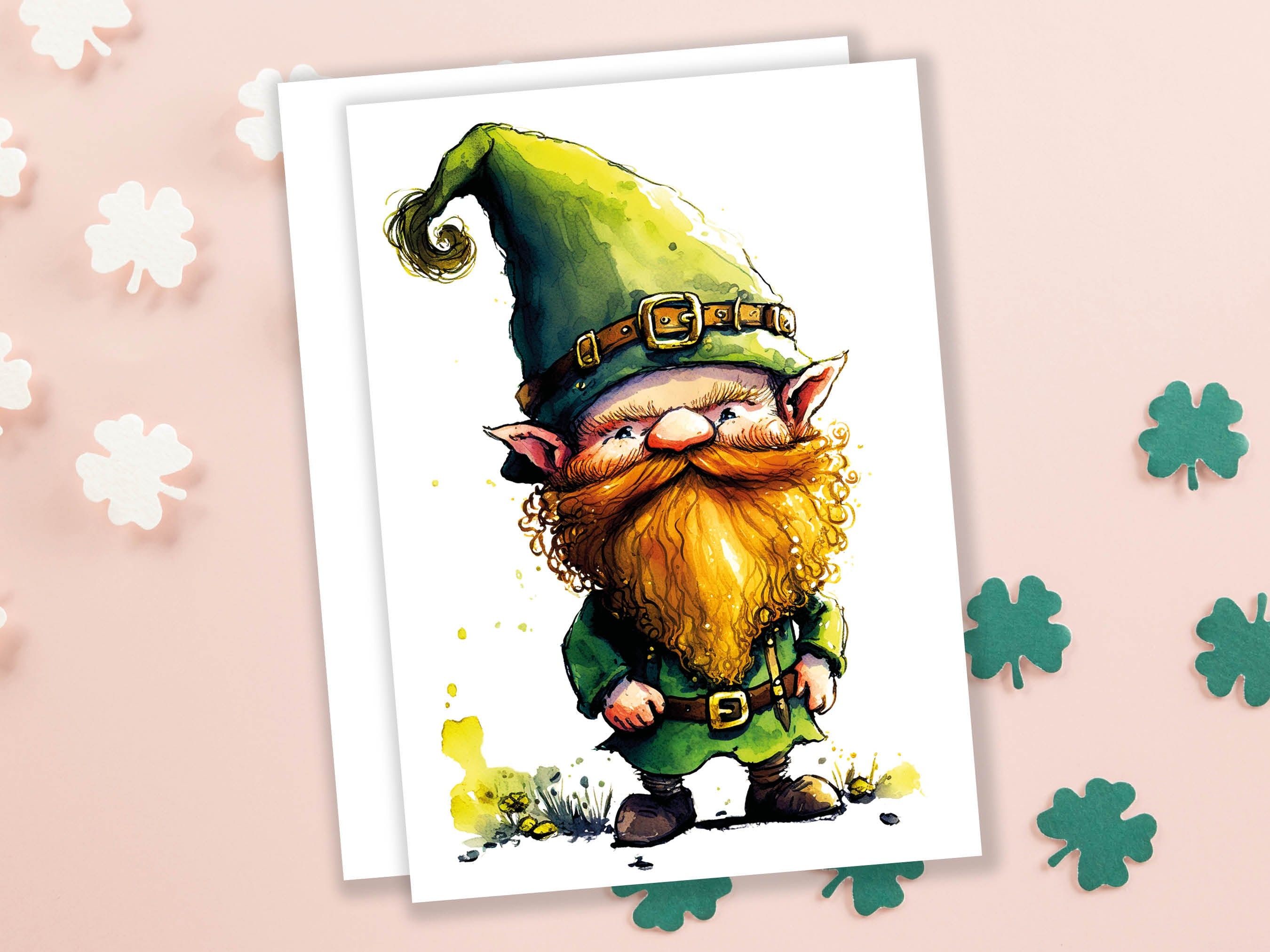 Lucky Leprechaun With Ginger Beard Whimsical Irish Greeting Cards Good Luck Irish Ireland Legends Myth Cheeky Gnome for Friends Family BFF - View 4