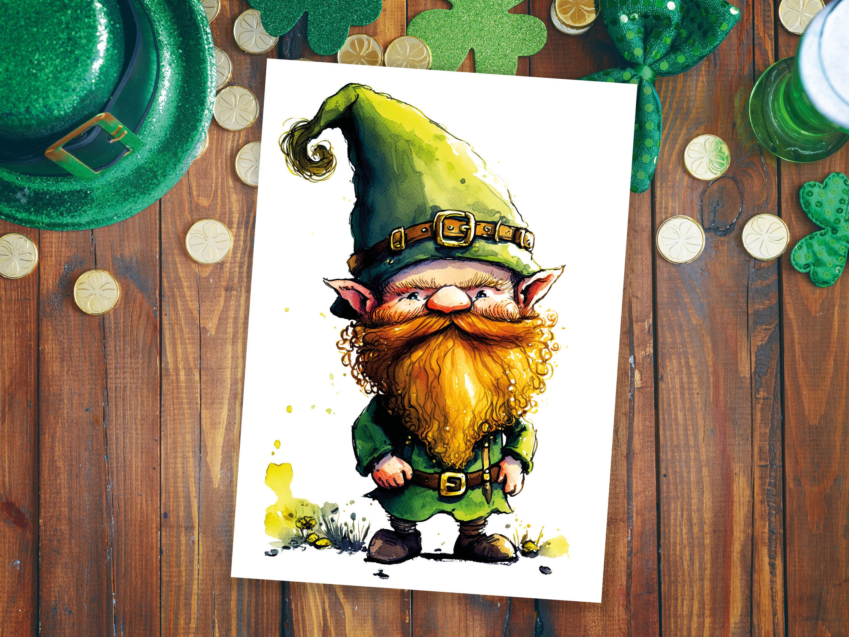 Lucky Leprechaun With Ginger Beard Whimsical Irish Greeting Cards Good Luck Irish Ireland Legends Myth Cheeky Gnome for Friends Family BFF - View 6