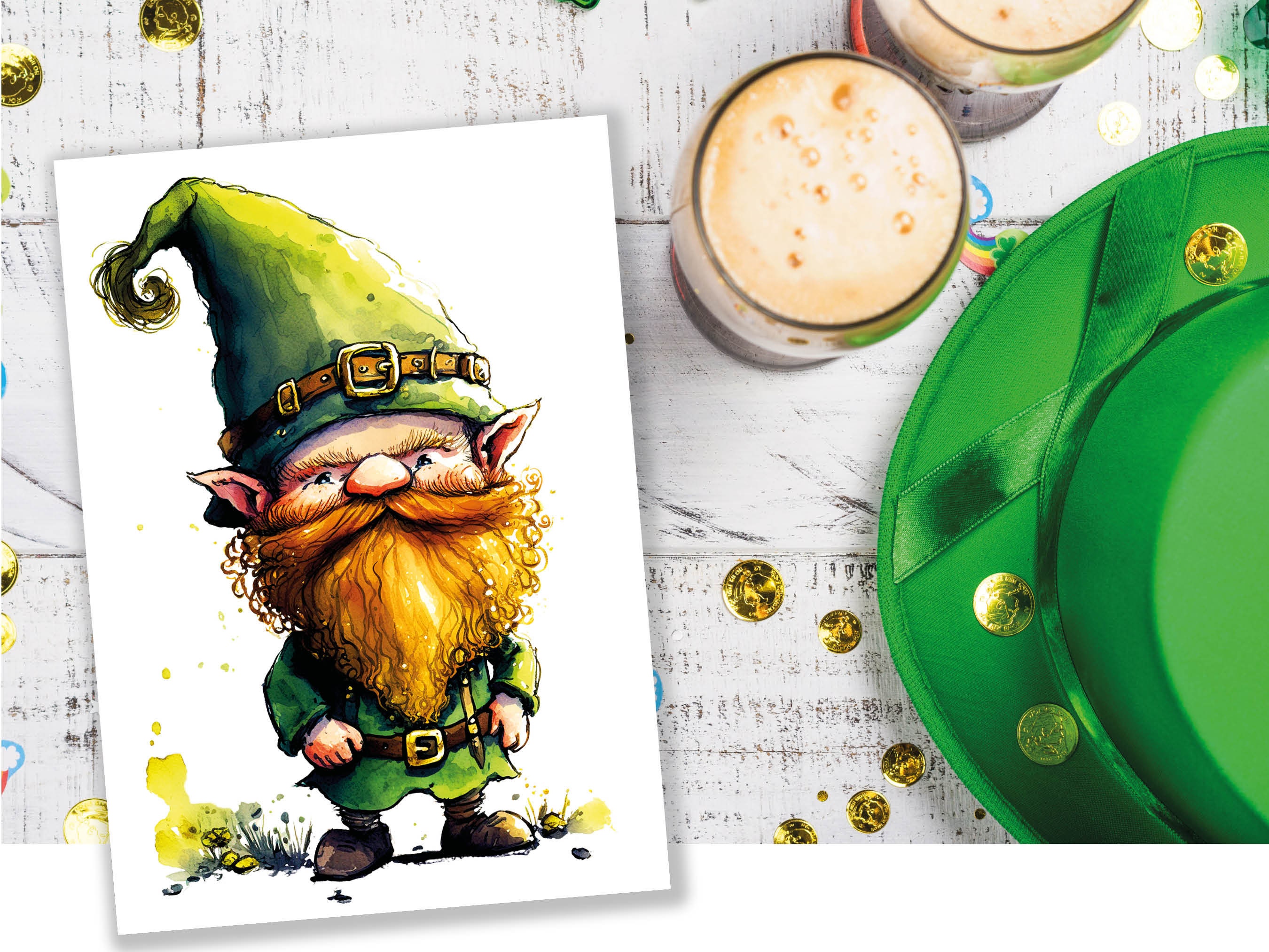 Lucky Leprechaun With Ginger Beard Whimsical Irish Greeting Cards Good Luck Irish Ireland Legends Myth Cheeky Gnome for Friends Family BFF - View 7