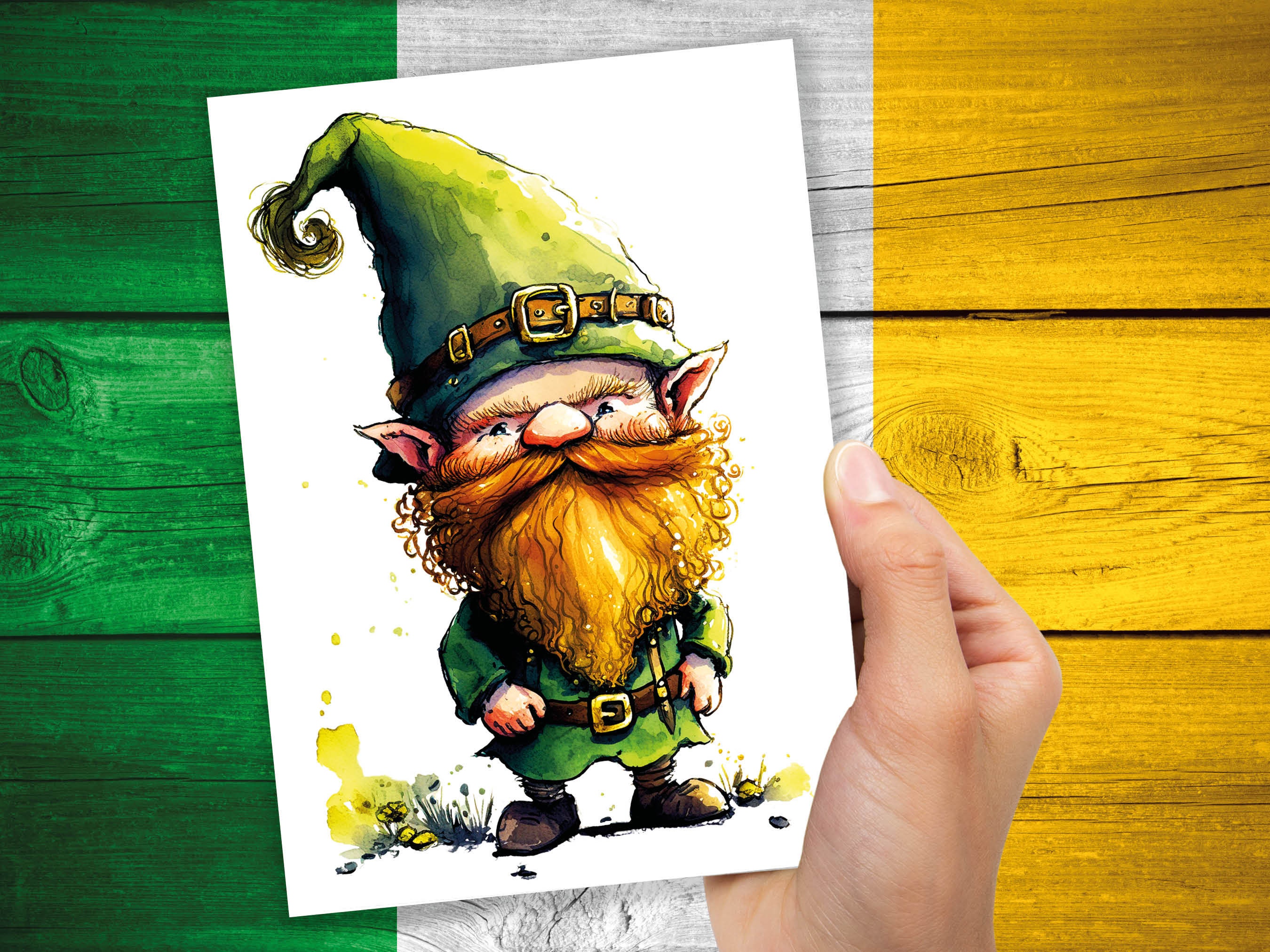 Lucky Leprechaun With Ginger Beard Whimsical Irish Greeting Cards Good Luck Irish Ireland Legends Myth Cheeky Gnome for Friends Family BFF - View 9