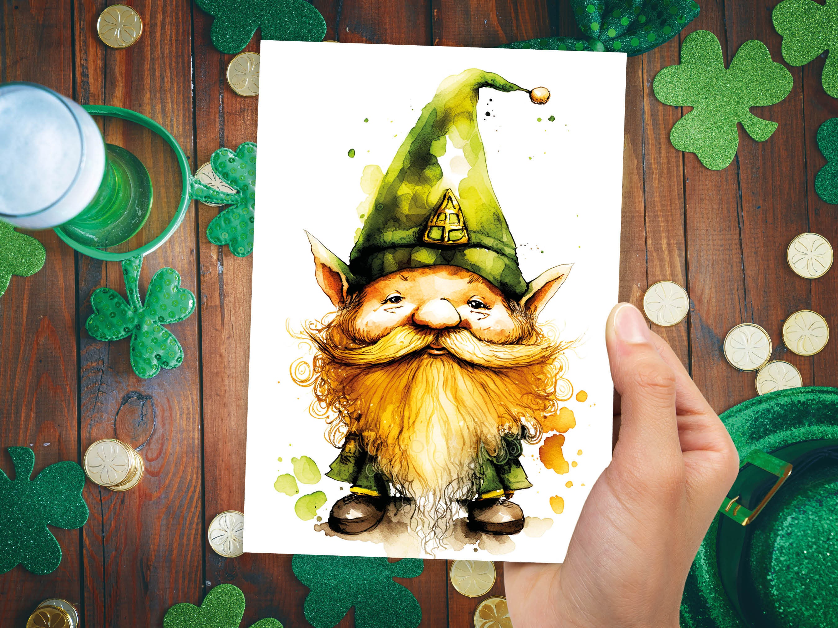 Cute Lucky Leprechaun Greeting Card Good Luck Happy St Patricks Day Irish Friend Ireland Themed Card Funny Celtic Gnome for Family & Friends