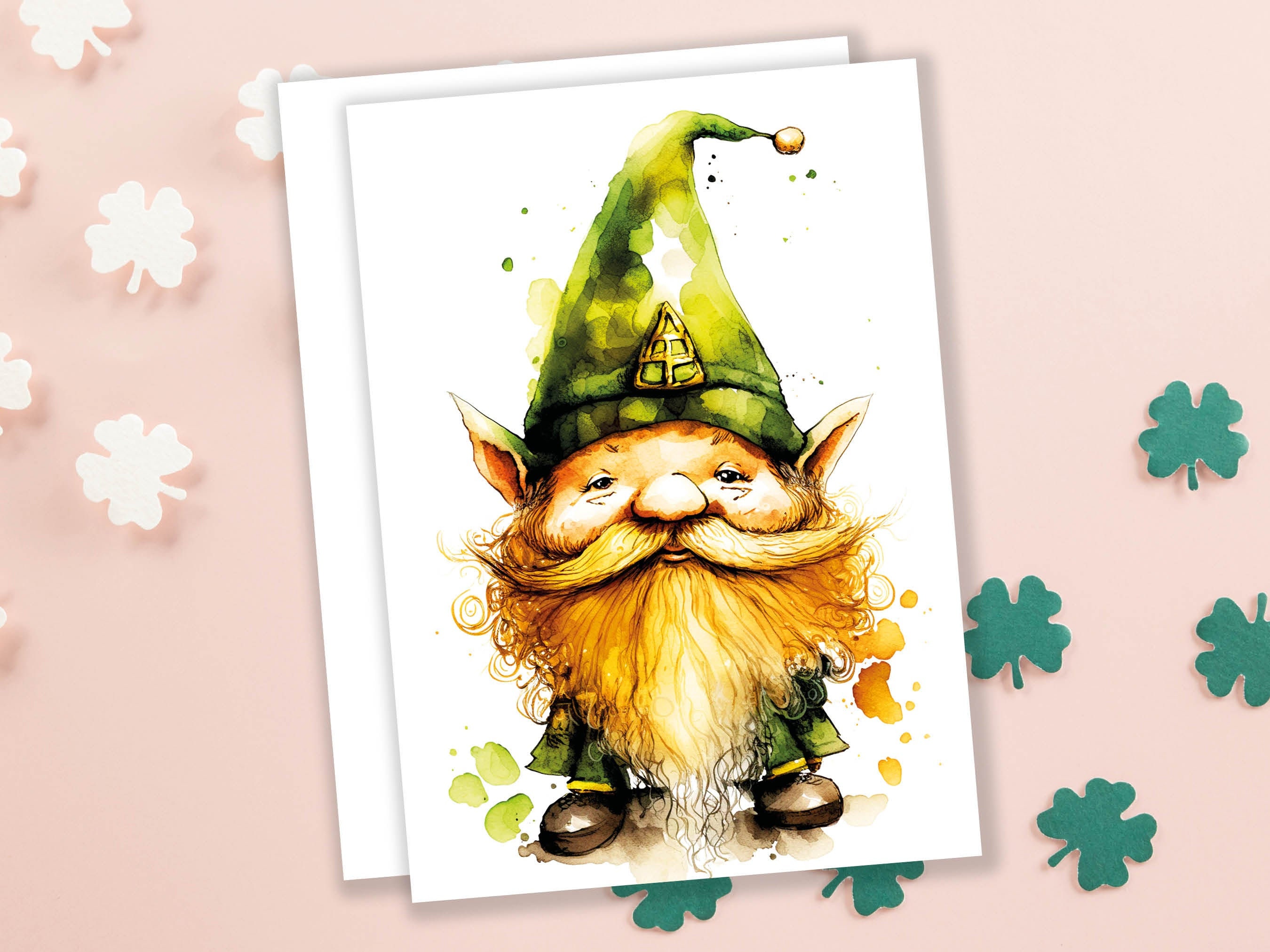 Cute Lucky Leprechaun Greeting Card Good Luck Happy St Patricks Day Irish Friend Ireland Themed Card Funny Celtic Gnome for Family & Friends - View 4