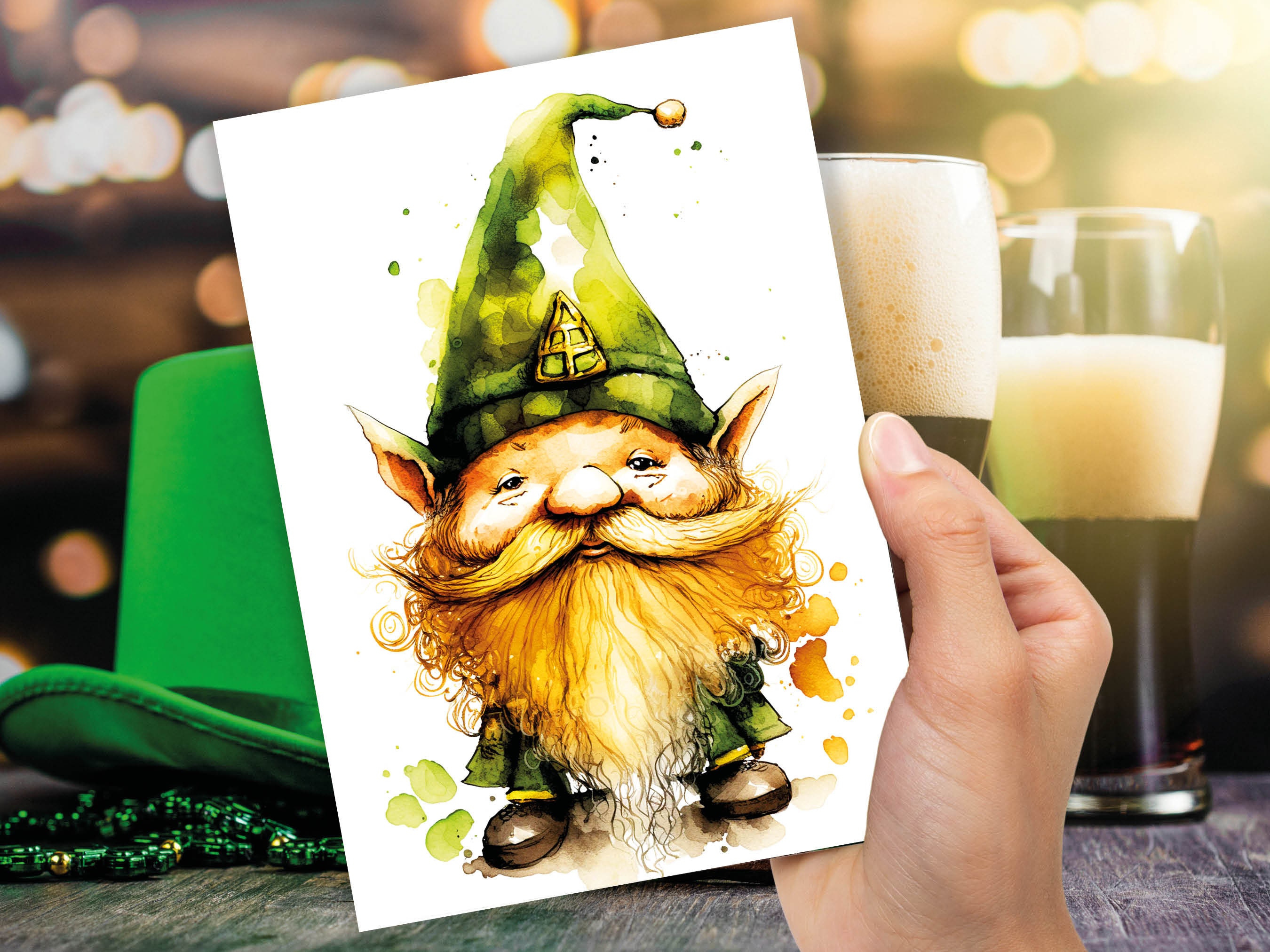 Cute Lucky Leprechaun Greeting Card Good Luck Happy St Patricks Day Irish Friend Ireland Themed Card Funny Celtic Gnome for Family & Friends - View 8