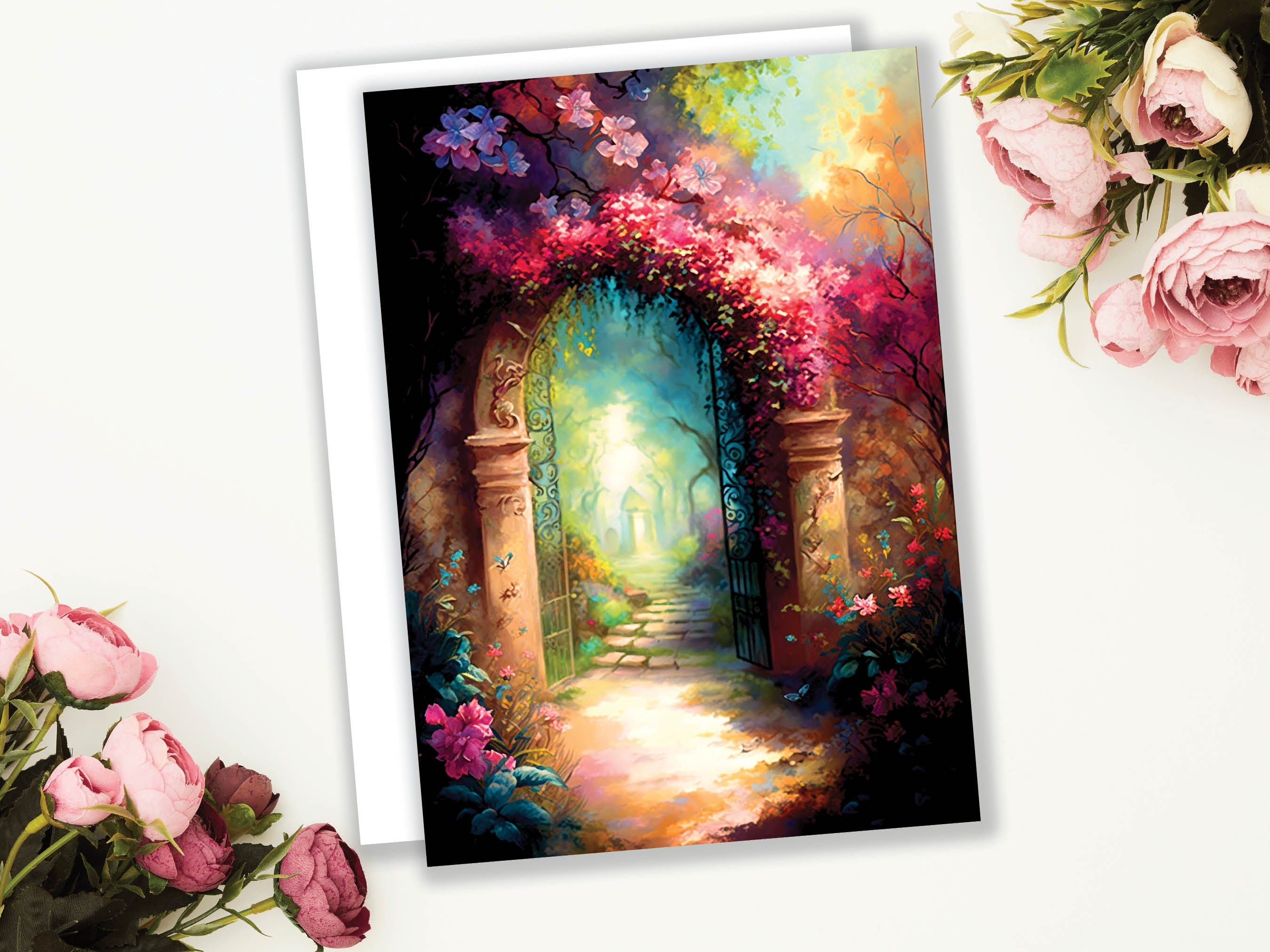 Secret Garden Card Whimsical Beautiful Thank You Notes For Gardeners New Adventures Safe Travels Beginning Job Life Divorce Greeting Cards - View 4