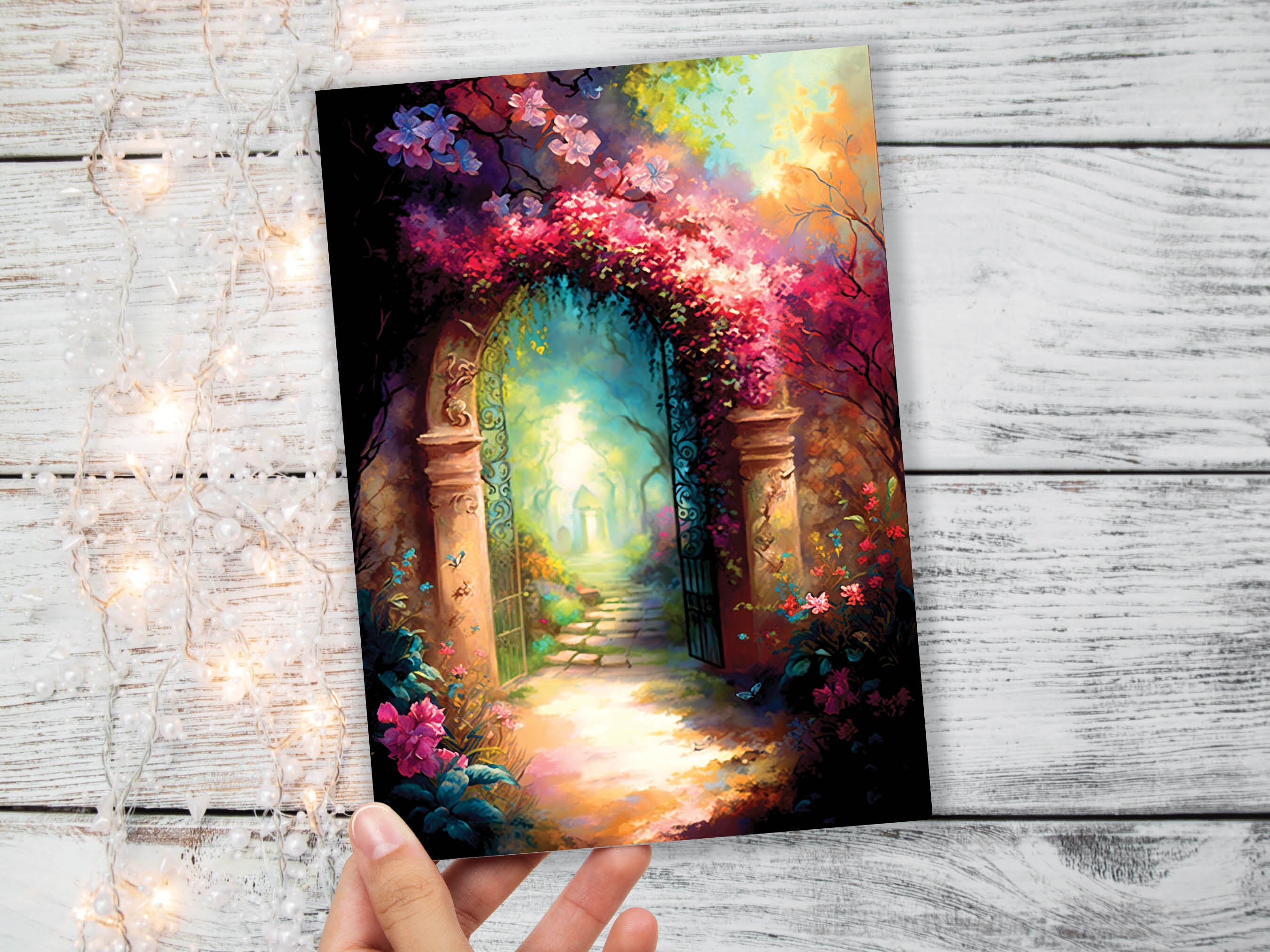 Secret Garden Card Whimsical Beautiful Thank You Notes For Gardeners New Adventures Safe Travels Beginning Job Life Divorce Greeting Cards - View 5