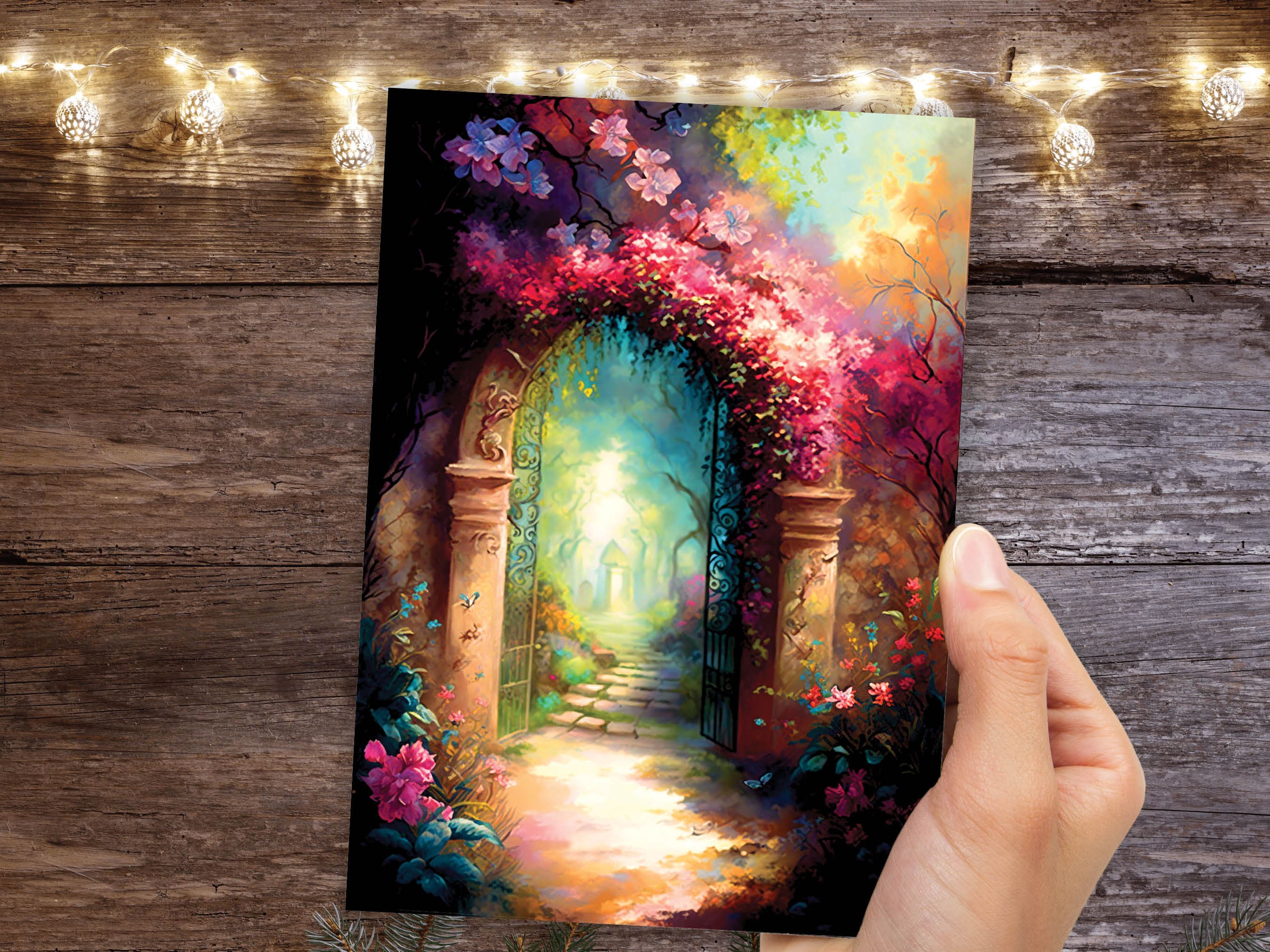 Secret Garden Card Whimsical Beautiful Thank You Notes For Gardeners New Adventures Safe Travels Beginning Job Life Divorce Greeting Cards - View 9