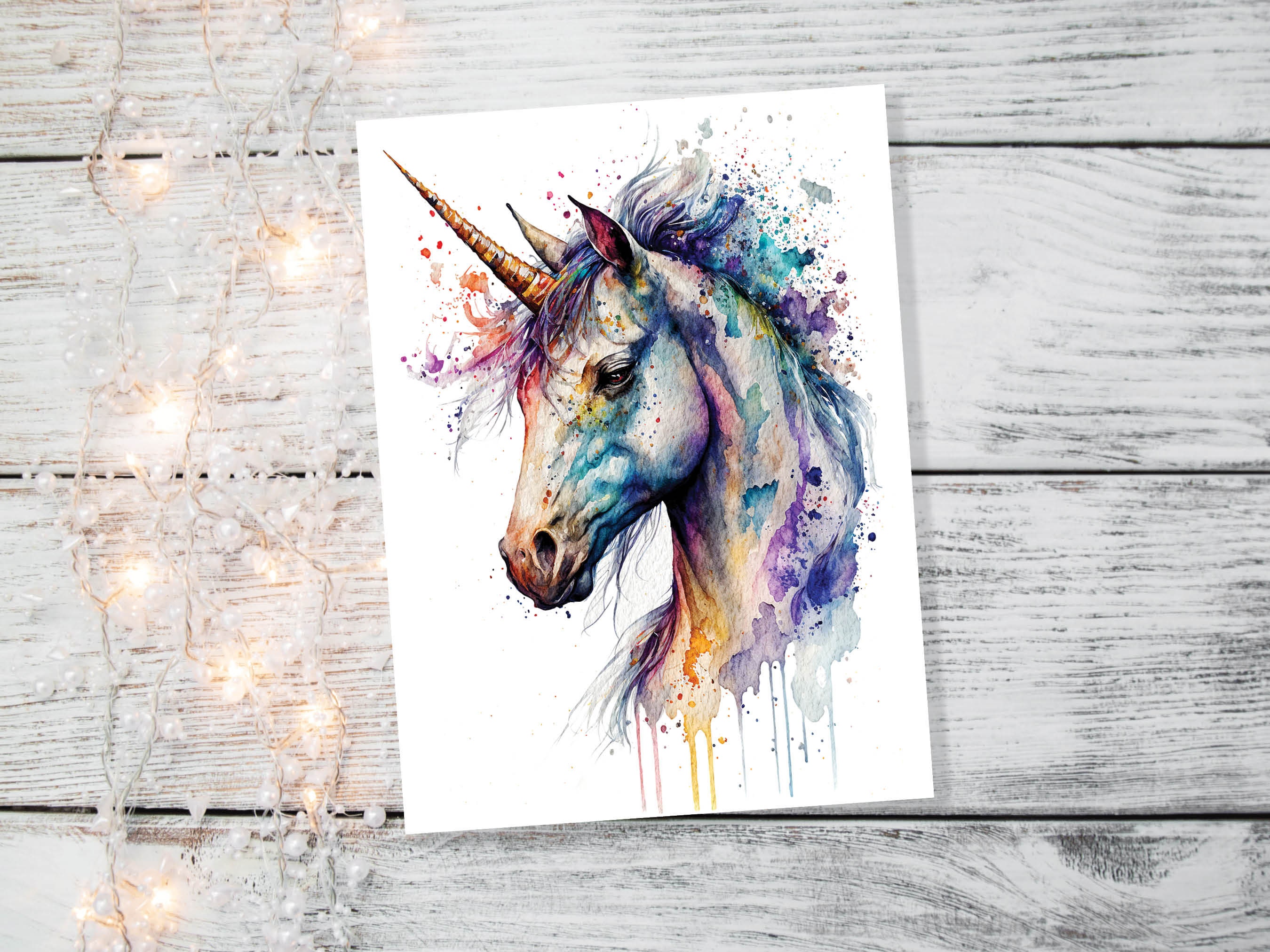 Happy Birthday Unicorn Card Watercolour Mothers Day Anniversary Mystical Magical Pastel Rainbow Elegant Painting Thank You Greeting Cards - View 5