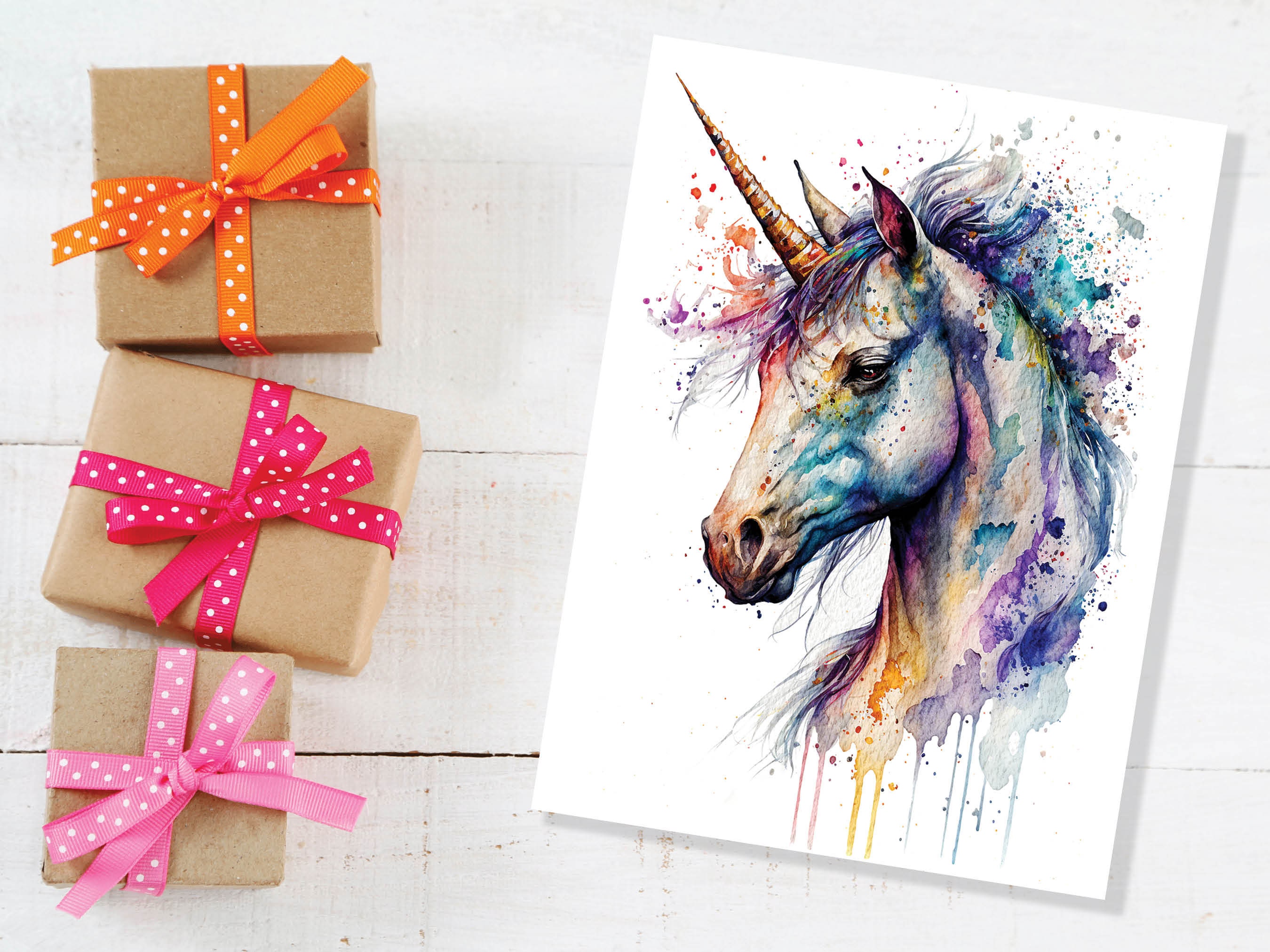 Happy Birthday Unicorn Card Watercolour Mothers Day Anniversary Mystical Magical Pastel Rainbow Elegant Painting Thank You Greeting Cards - View 6