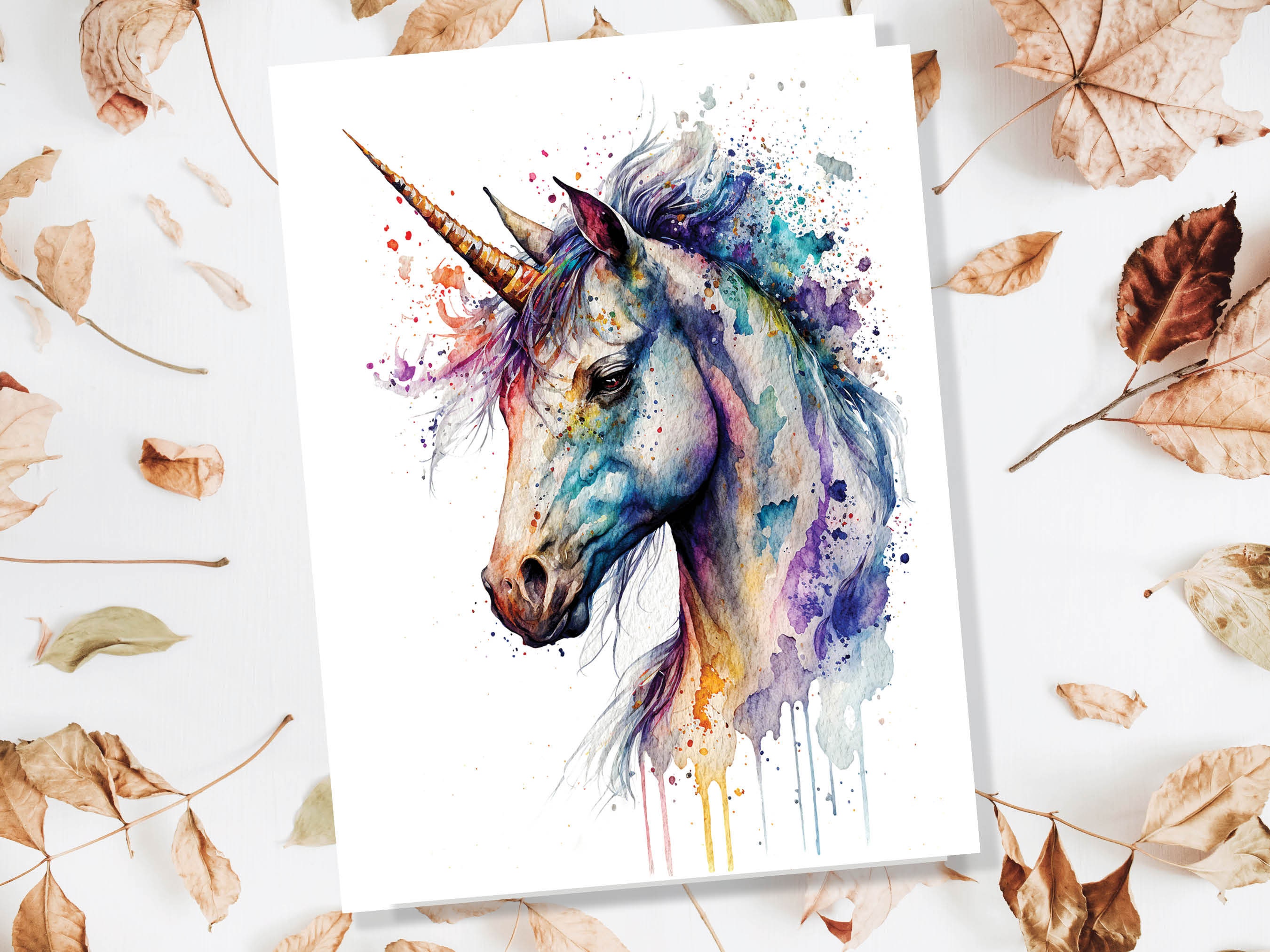 Happy Birthday Unicorn Card Watercolour Mothers Day Anniversary Mystical Magical Pastel Rainbow Elegant Painting Thank You Greeting Cards - View 7