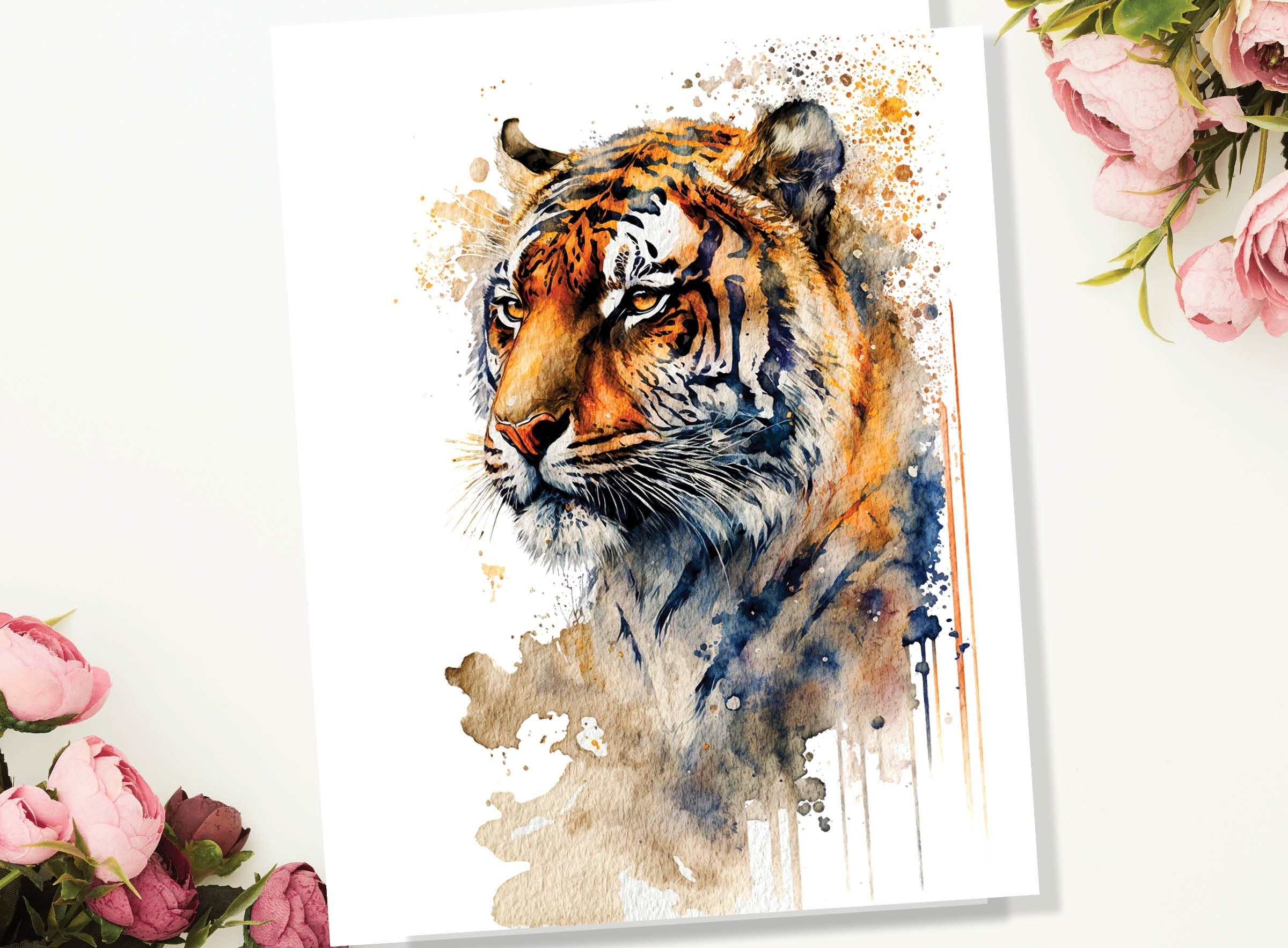 Year of the Tiger Birthday Card Big Cat Notelets Wild Animal Art Thinking Of You Happy Birthday Watercolour Painting Greeting Cards