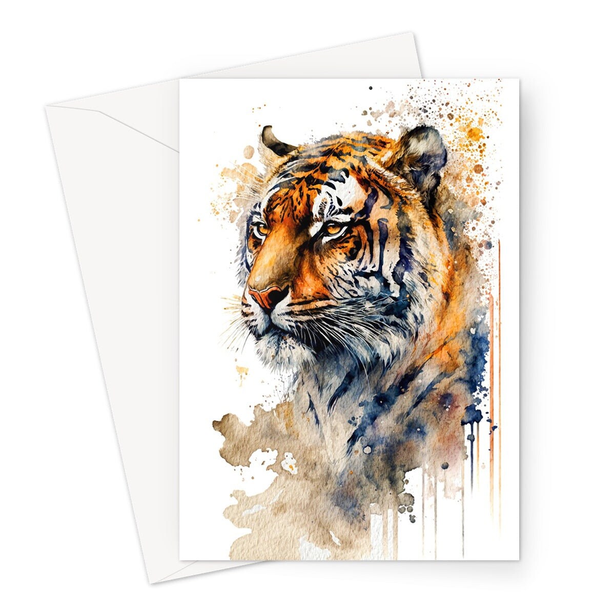 Year of the Tiger Birthday Card Big Cat Notelets Wild Animal Art Thinking Of You Happy Birthday Watercolour Painting Greeting Cards - View 2