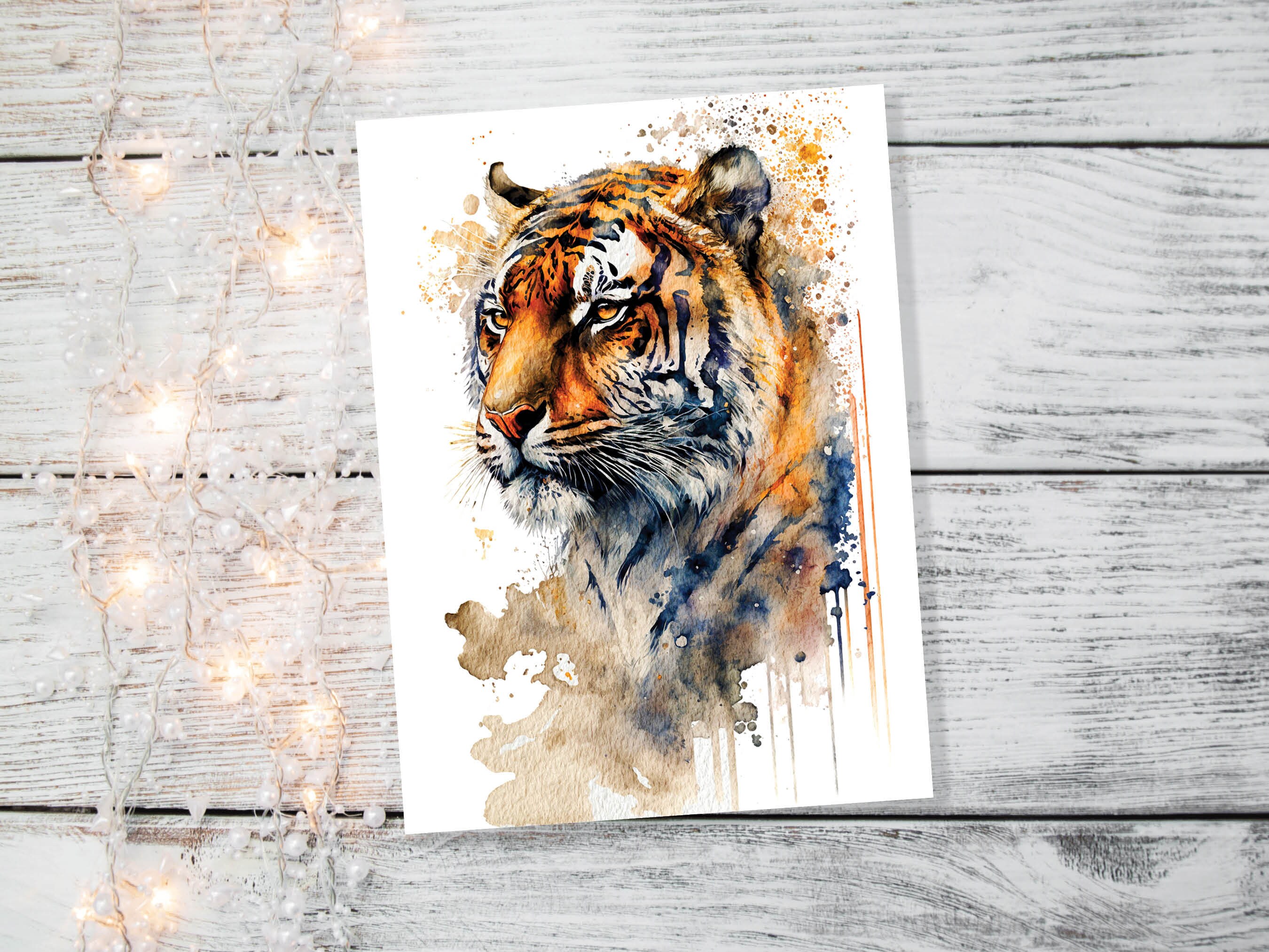 Year of the Tiger Birthday Card Big Cat Notelets Wild Animal Art Thinking Of You Happy Birthday Watercolour Painting Greeting Cards - View 4