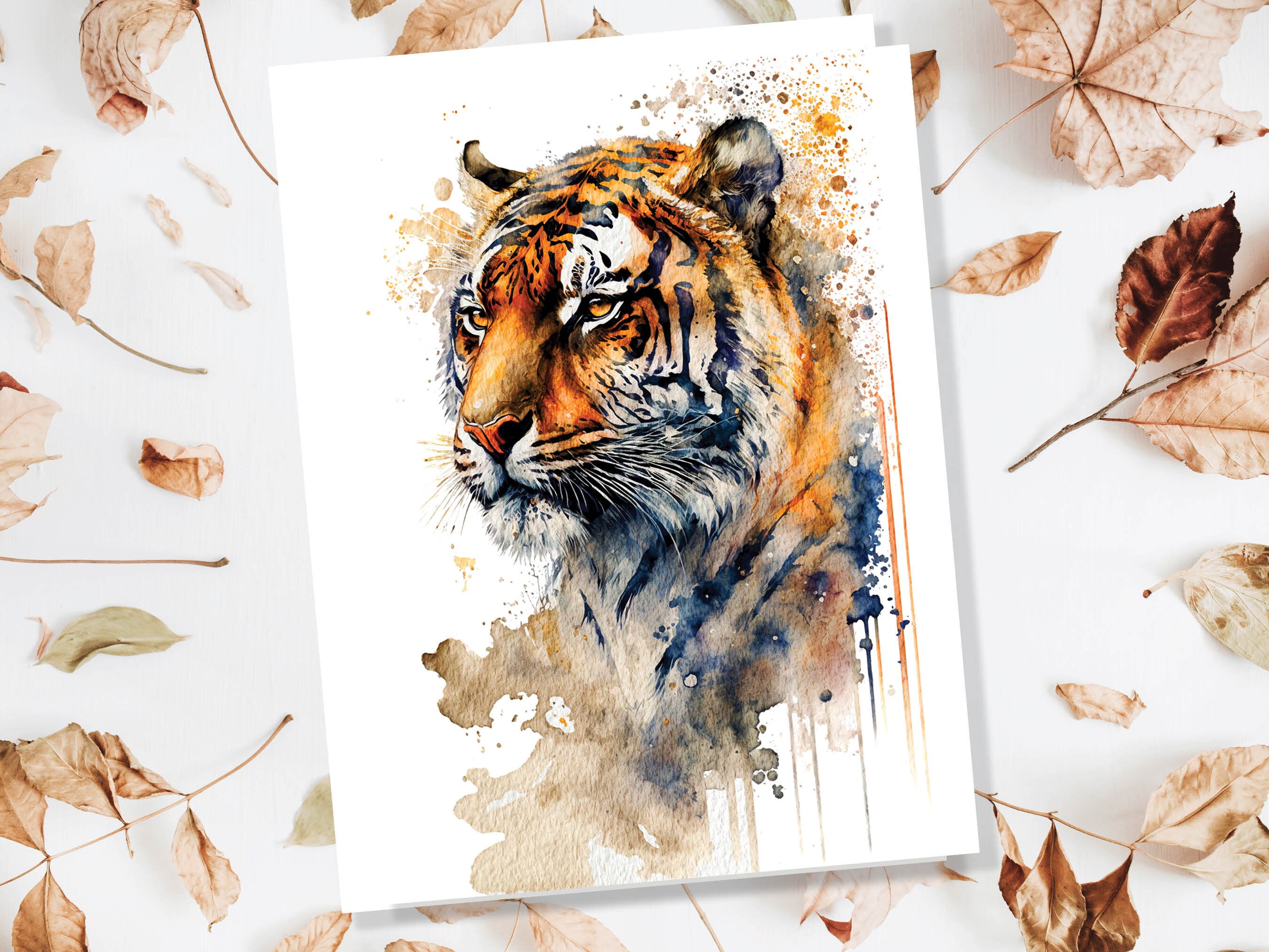 Year of the Tiger Birthday Card Big Cat Notelets Wild Animal Art Thinking Of You Happy Birthday Watercolour Painting Greeting Cards - View 7