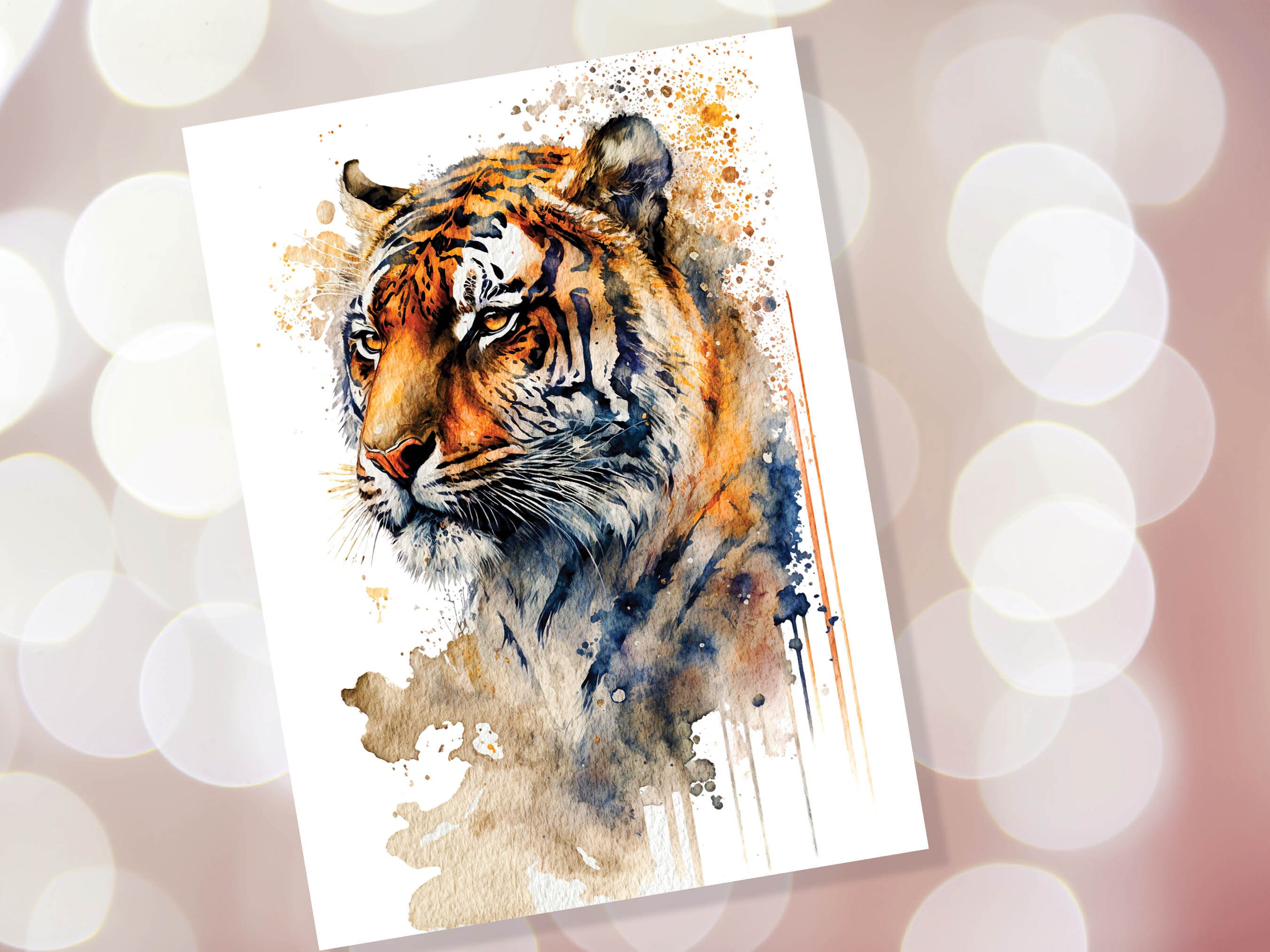 Year of the Tiger Birthday Card Big Cat Notelets Wild Animal Art Thinking Of You Happy Birthday Watercolour Painting Greeting Cards - View 8