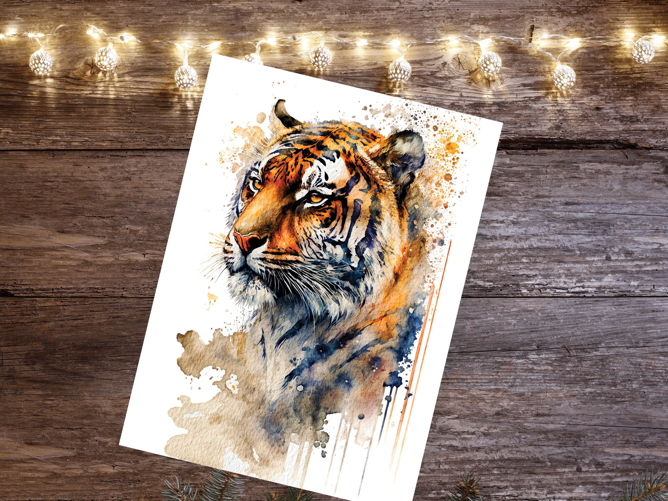 Year of the Tiger Birthday Card Big Cat Notelets Wild Animal Art Thinking Of You Happy Birthday Watercolour Painting Greeting Cards - View 9