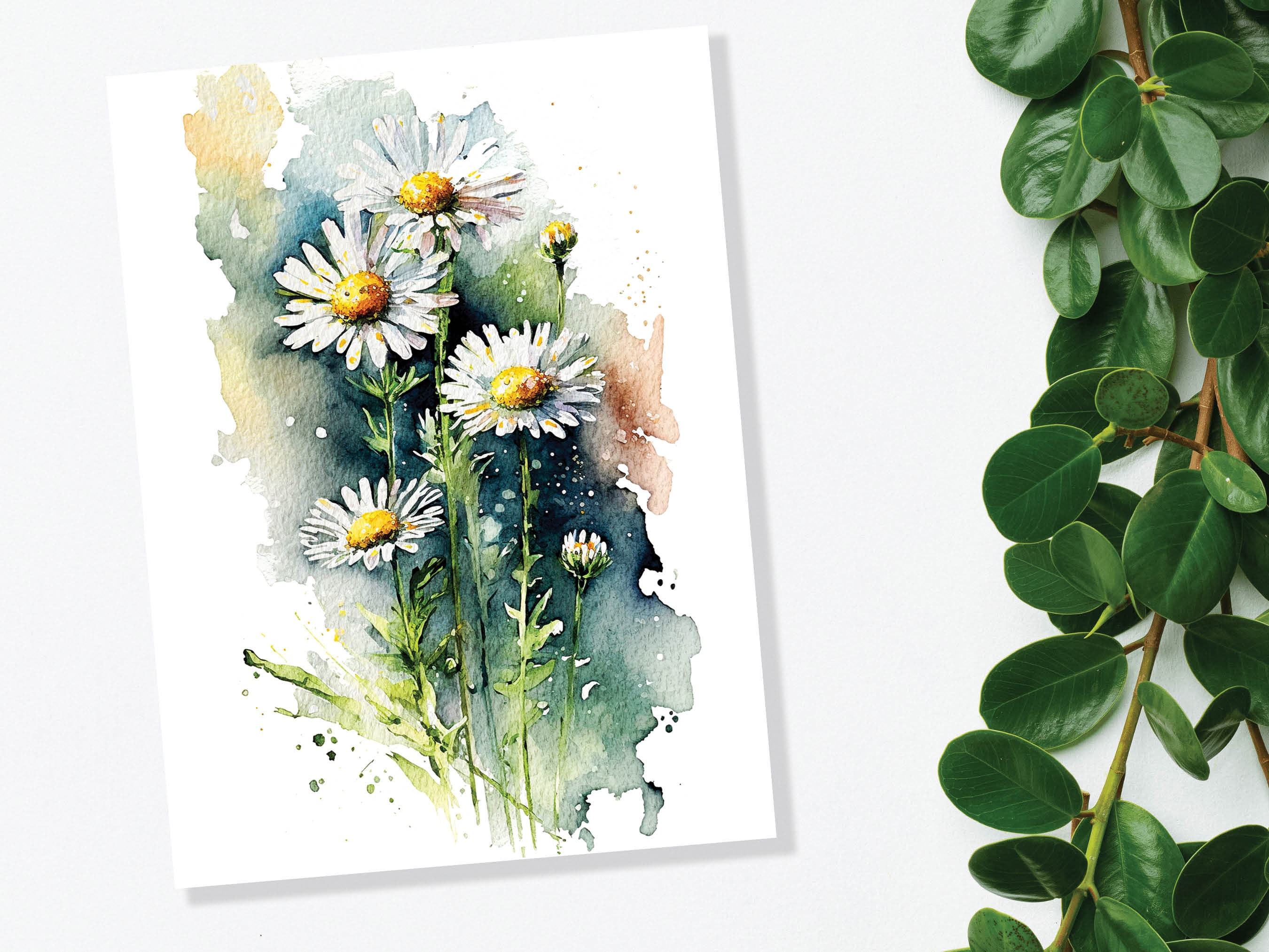 Daisy April Birthday Card Birth Flower Happy Mothers Day Greeting Cards Thinking of You New Baby Small Daisies Blank Note Notelets Thanks