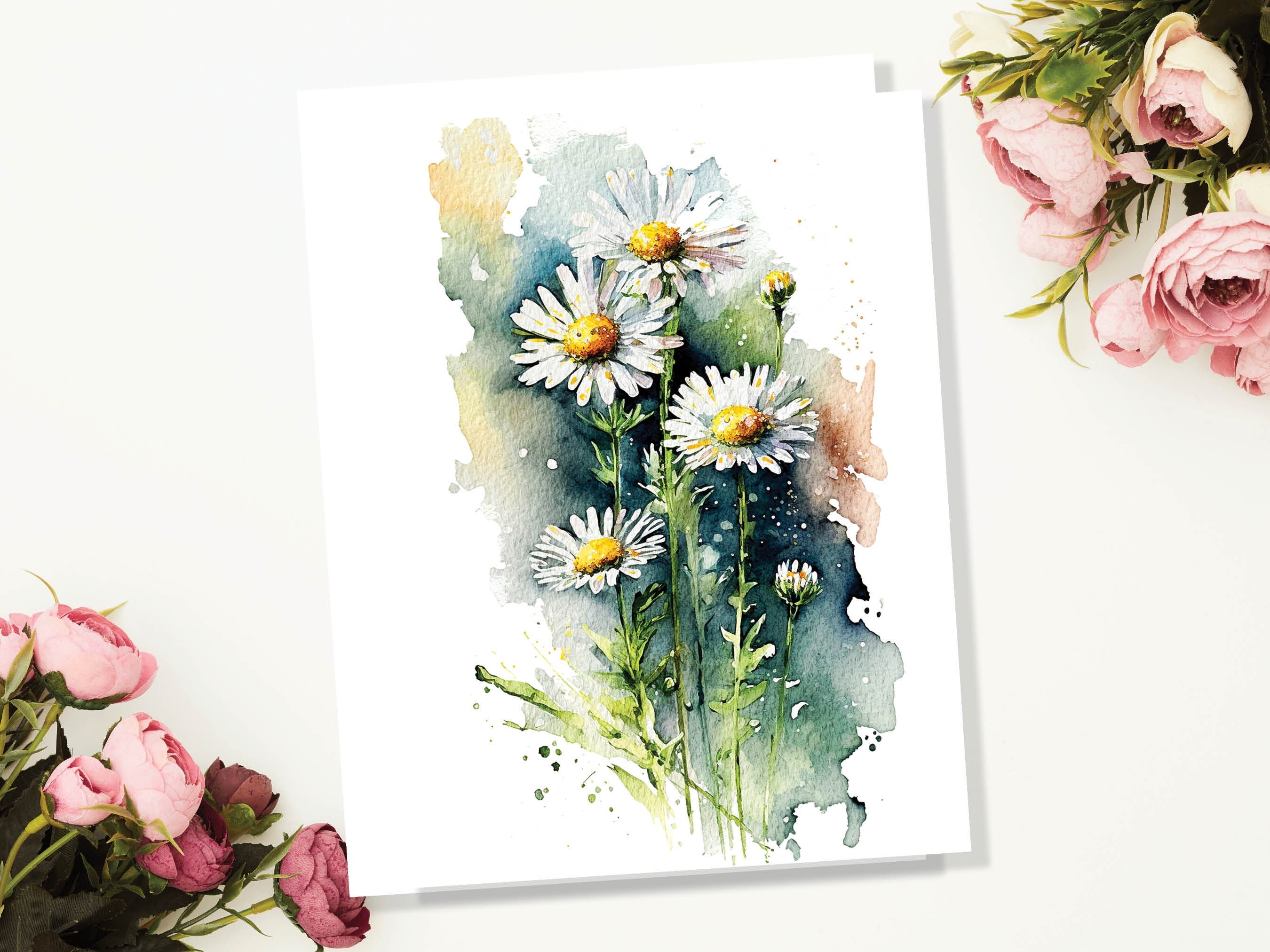 Daisy April Birthday Card Birth Flower Happy Mothers Day Greeting Cards Thinking of You New Baby Small Daisies Blank Note Notelets Thanks - View 4