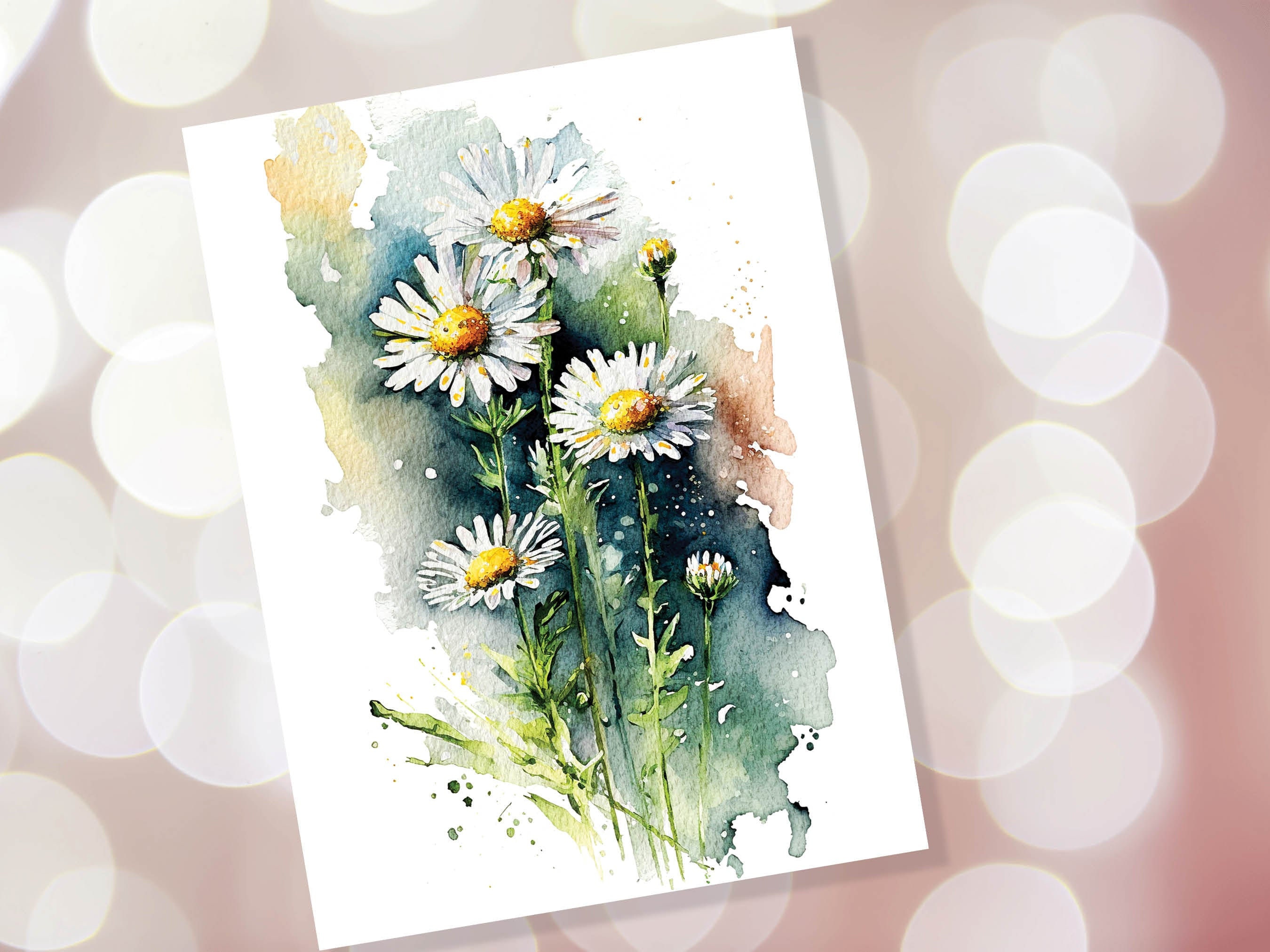 Daisy April Birthday Card Birth Flower Happy Mothers Day Greeting Cards Thinking of You New Baby Small Daisies Blank Note Notelets Thanks - View 9