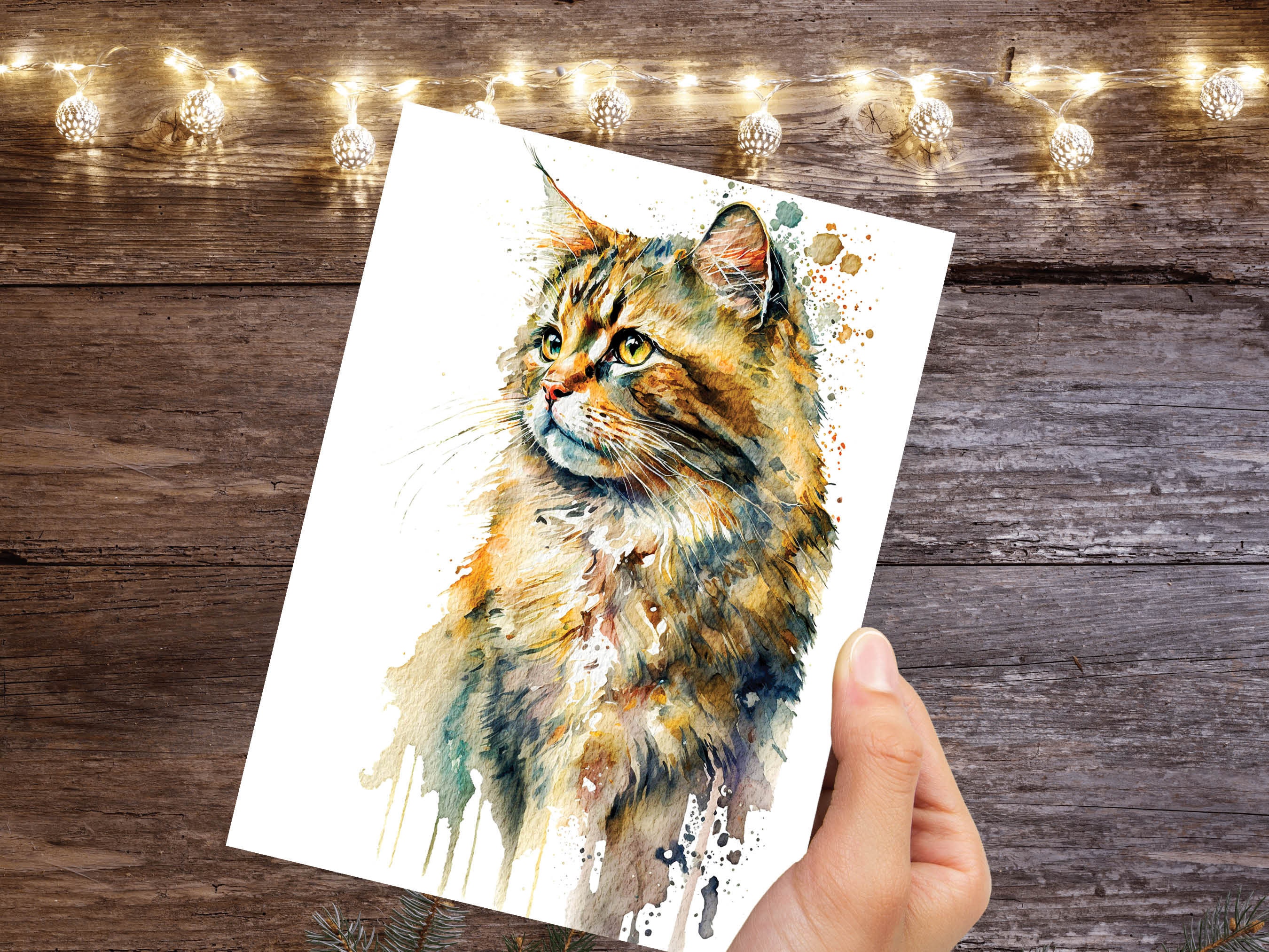 Watercolour Cat Card Adorable Watercolour Painting Crazy Cat Lady Cat Lovers Messy Loose Art Birthday Greeting Cards for Her Mum Wife Sister