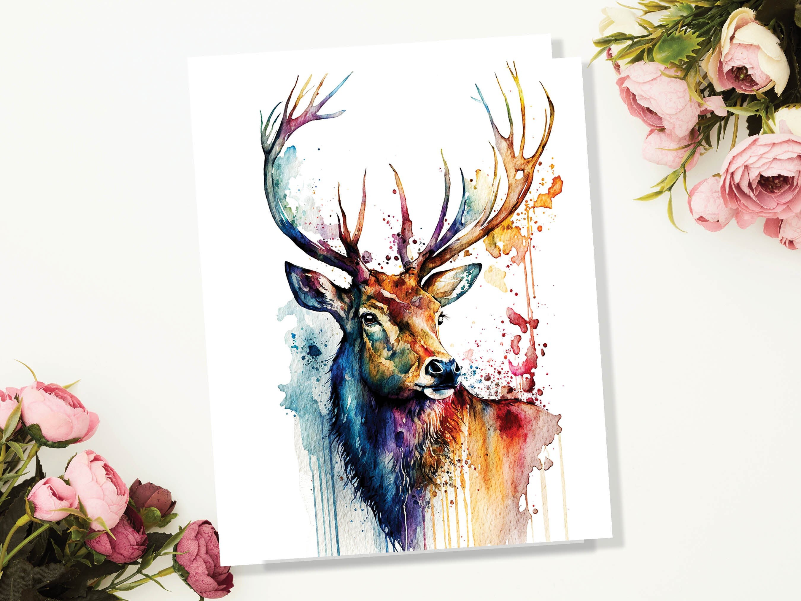 Stag Party Thank You Card Scottish Birthday Card Watercolour Scotland Greetings Cards British Wildlife Animals For Friends Best Man Stags Do - View 4