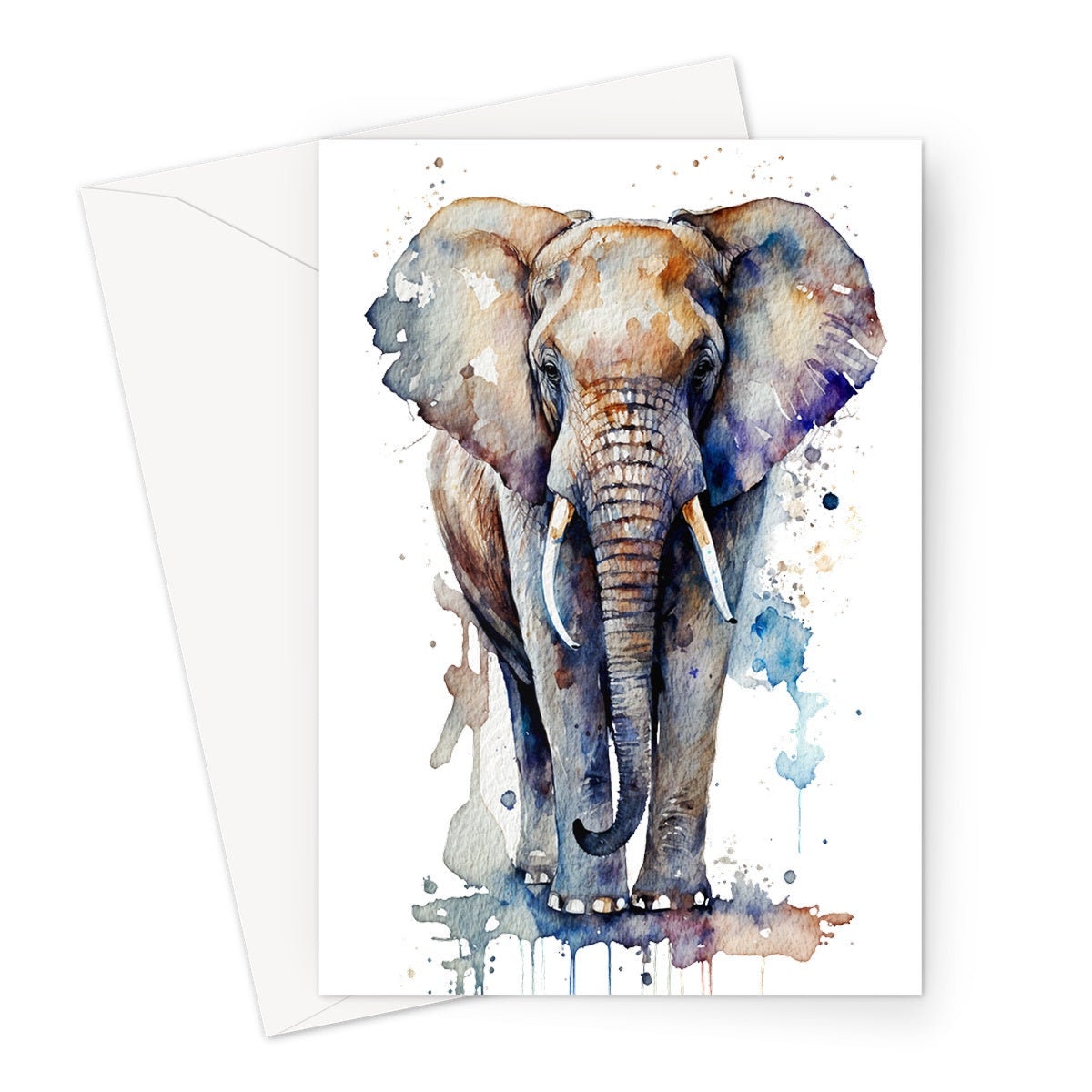 Elephant Greeting Card Watercolour Art Birthday Cards Never Forget Encouraging Good Luck Support Sympathy Alzheimers Dementia Remembrance - View 2