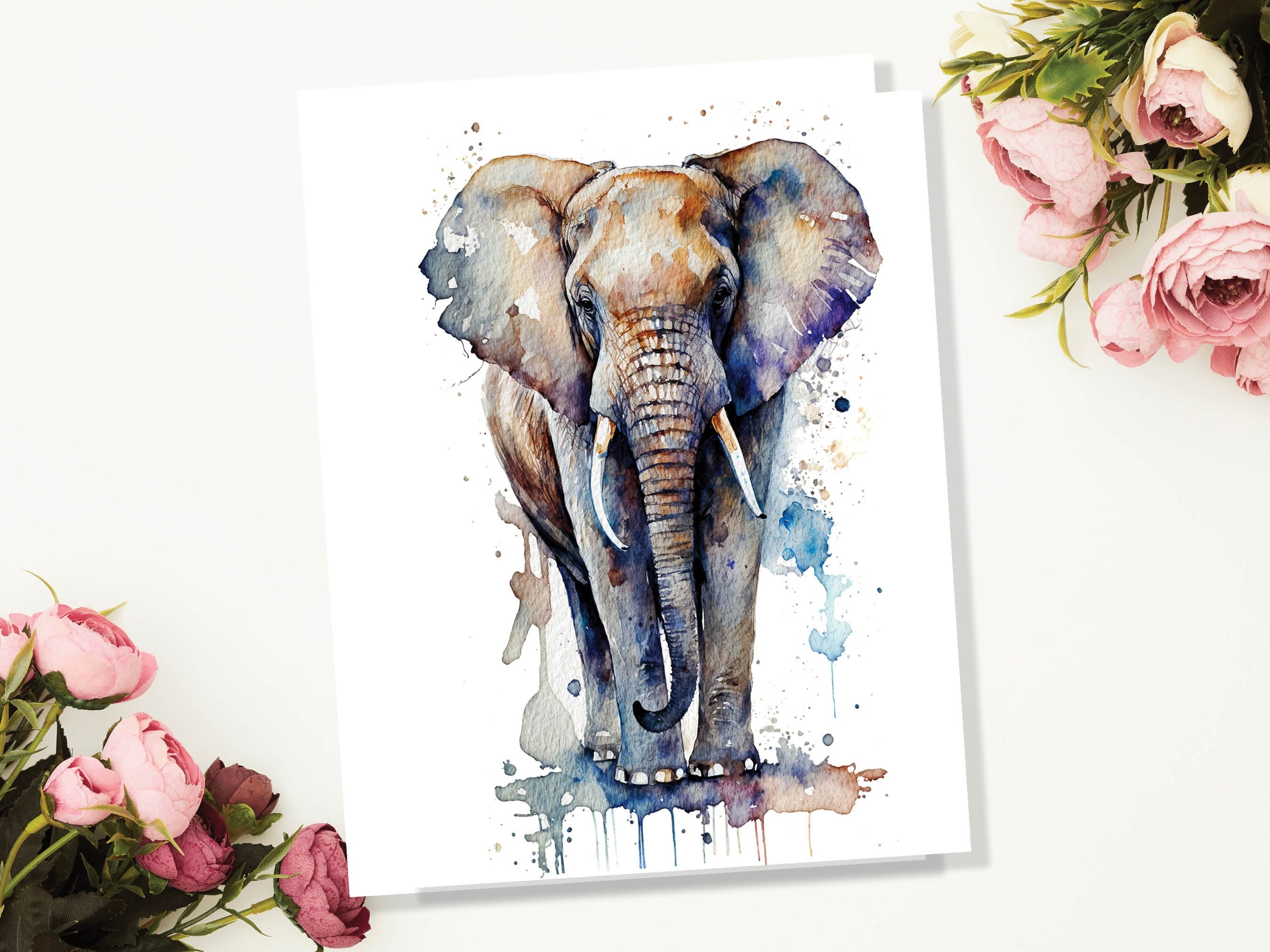 Elephant Greeting Card Watercolour Art Birthday Cards Never Forget Encouraging Good Luck Support Sympathy Alzheimers Dementia Remembrance - View 4