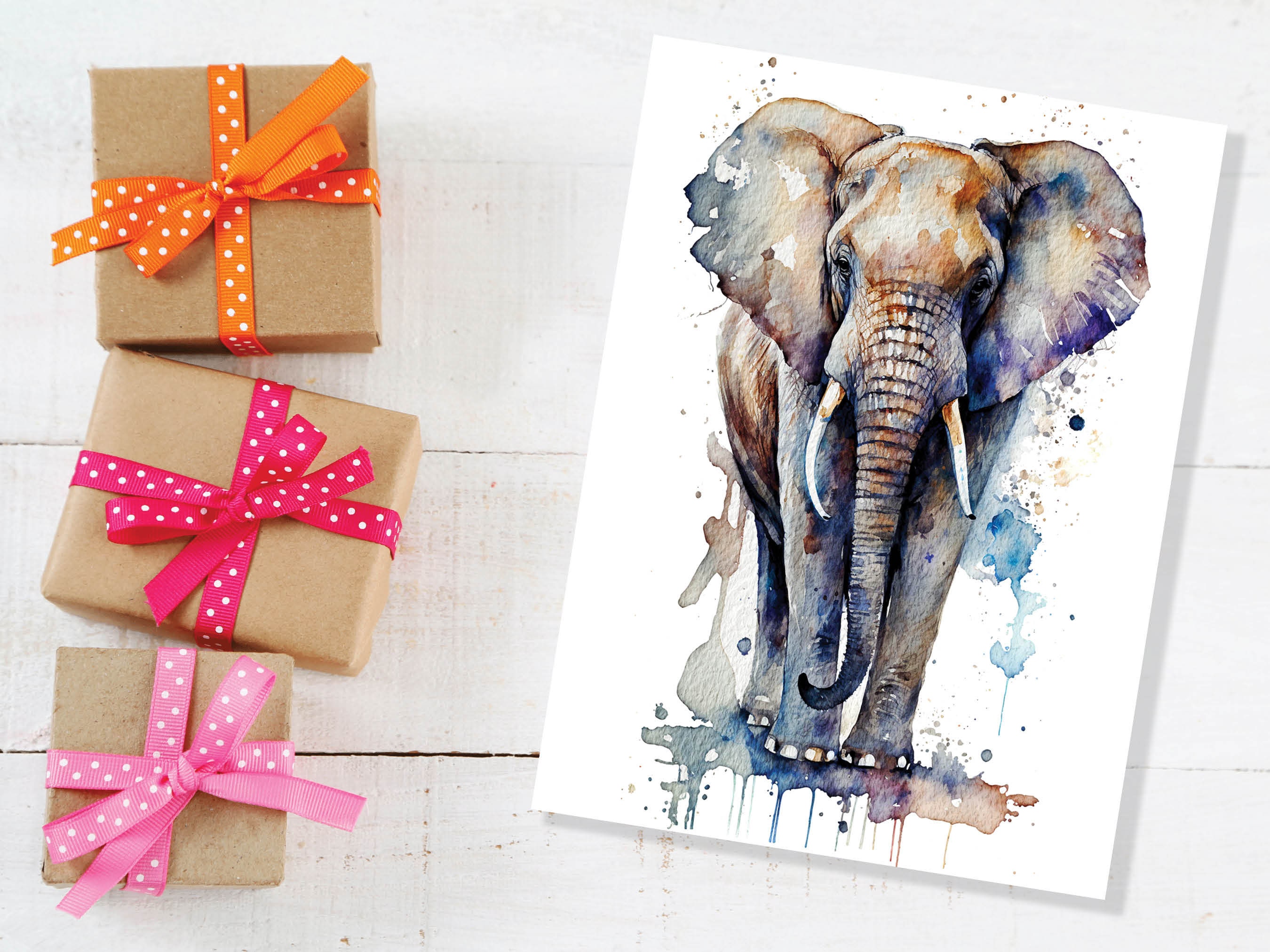 Elephant Greeting Card Watercolour Art Birthday Cards Never Forget Encouraging Good Luck Support Sympathy Alzheimers Dementia Remembrance - View 5