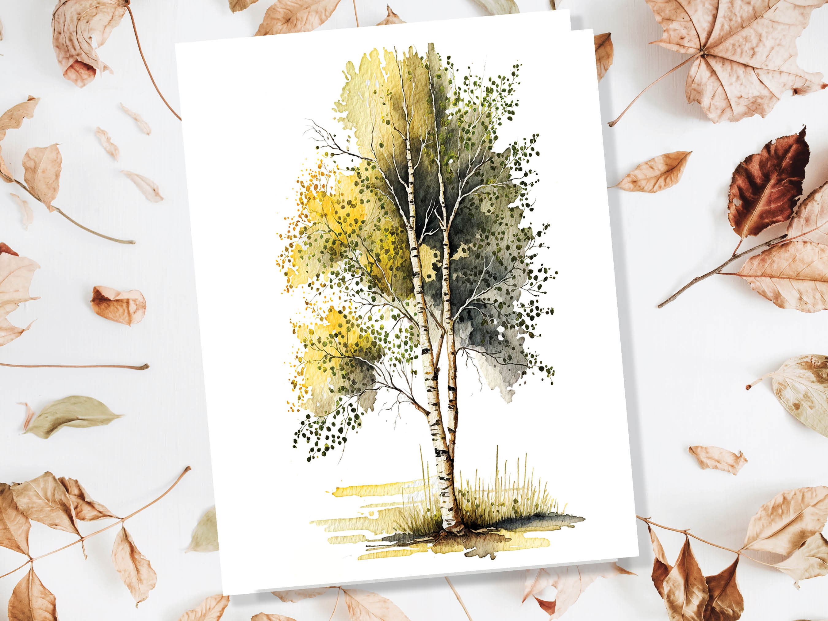 Silver Birch Tree Samhain Greetings Card Watercolour Art Encouragement Support Cards Divorce Change Thinking of You Breakup Blessings Pagan