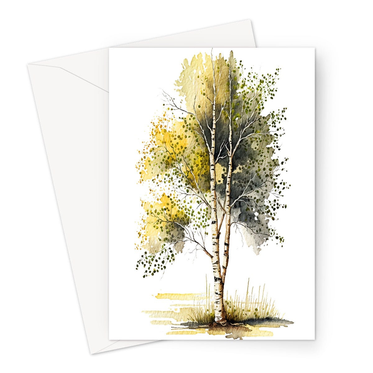 Silver Birch Tree Samhain Greetings Card Watercolour Art Encouragement Support Cards Divorce Change Thinking of You Breakup Blessings Pagan - View 2