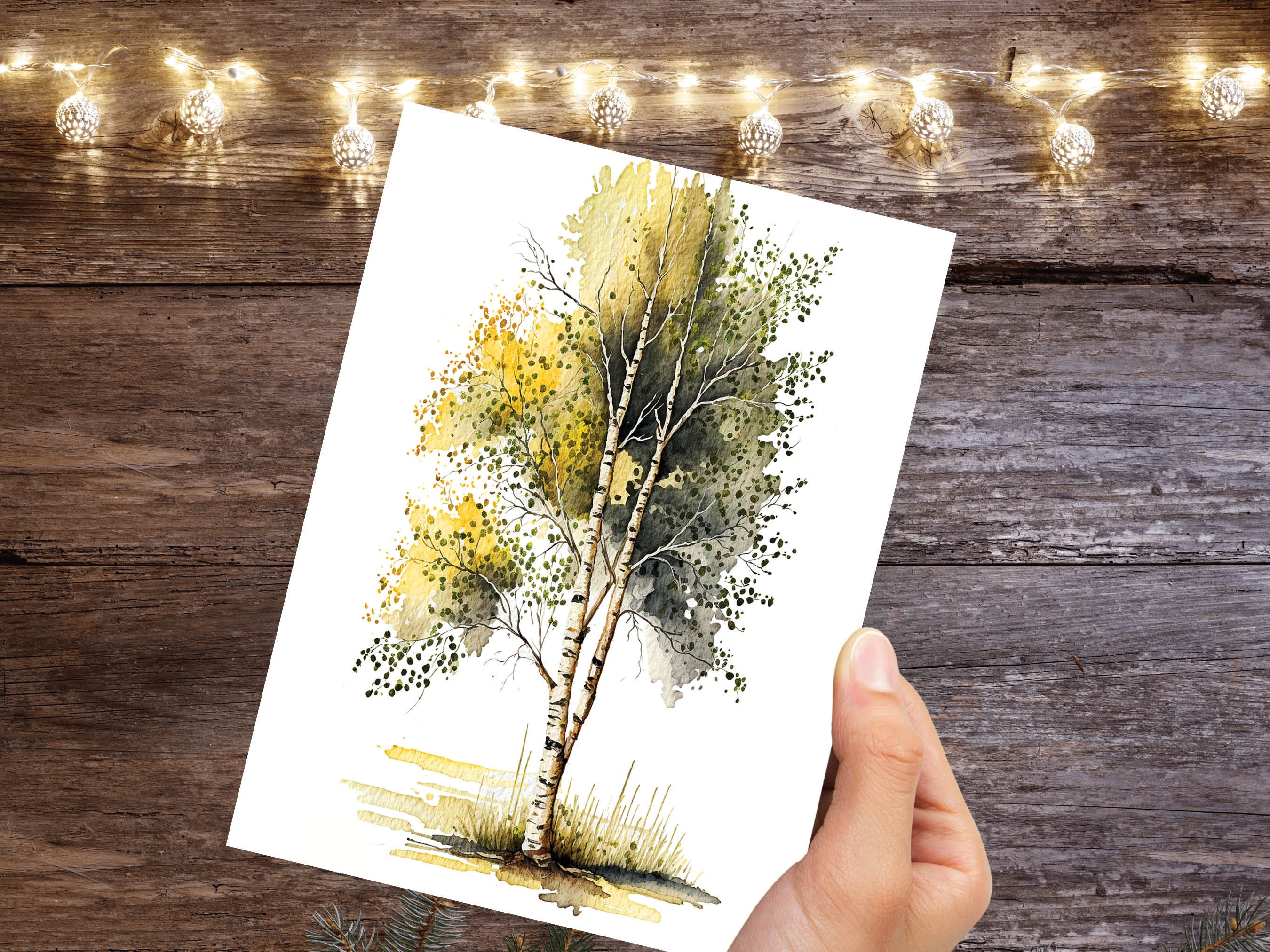 Silver Birch Tree Samhain Greetings Card Watercolour Art Encouragement Support Cards Divorce Change Thinking of You Breakup Blessings Pagan - View 6