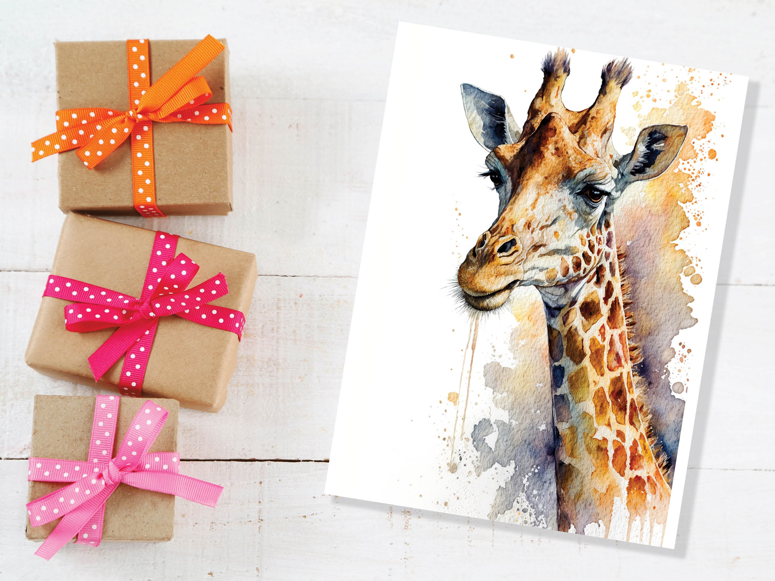 Giraffe Birthday Wishes Card Cute African Animal Adventure Anniversary Goals Motivation Encouragement New Job Leaving Job Promotion Congrats