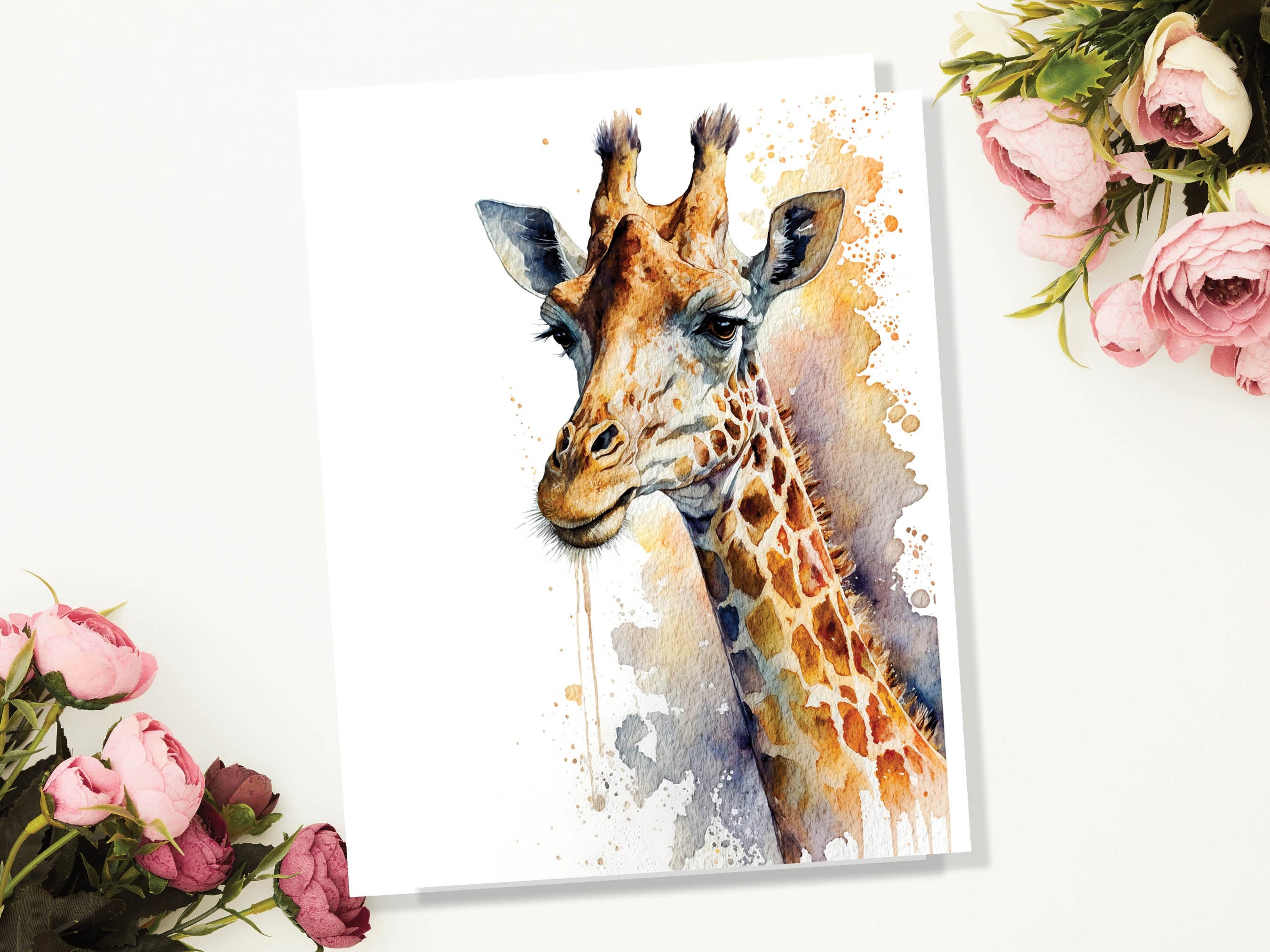 Giraffe Birthday Wishes Card Cute African Animal Adventure Anniversary Goals Motivation Encouragement New Job Leaving Job Promotion Congrats - View 4